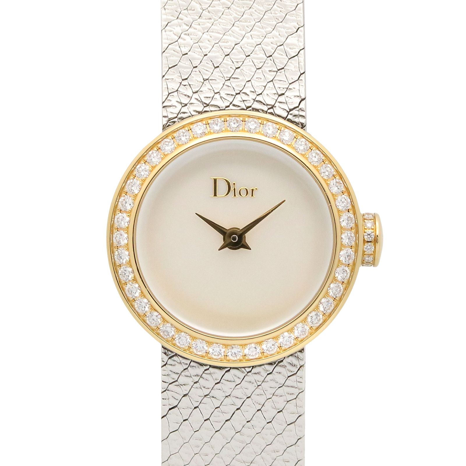 ディオール Dior 腕時計 ラ ミニ デ ドゥ ディオール サティーヌ CD040120 ホワイトシェル K18（イエローゴールド） ステンレススチール ラ ミニ デ ドゥ ディオール サティーヌ