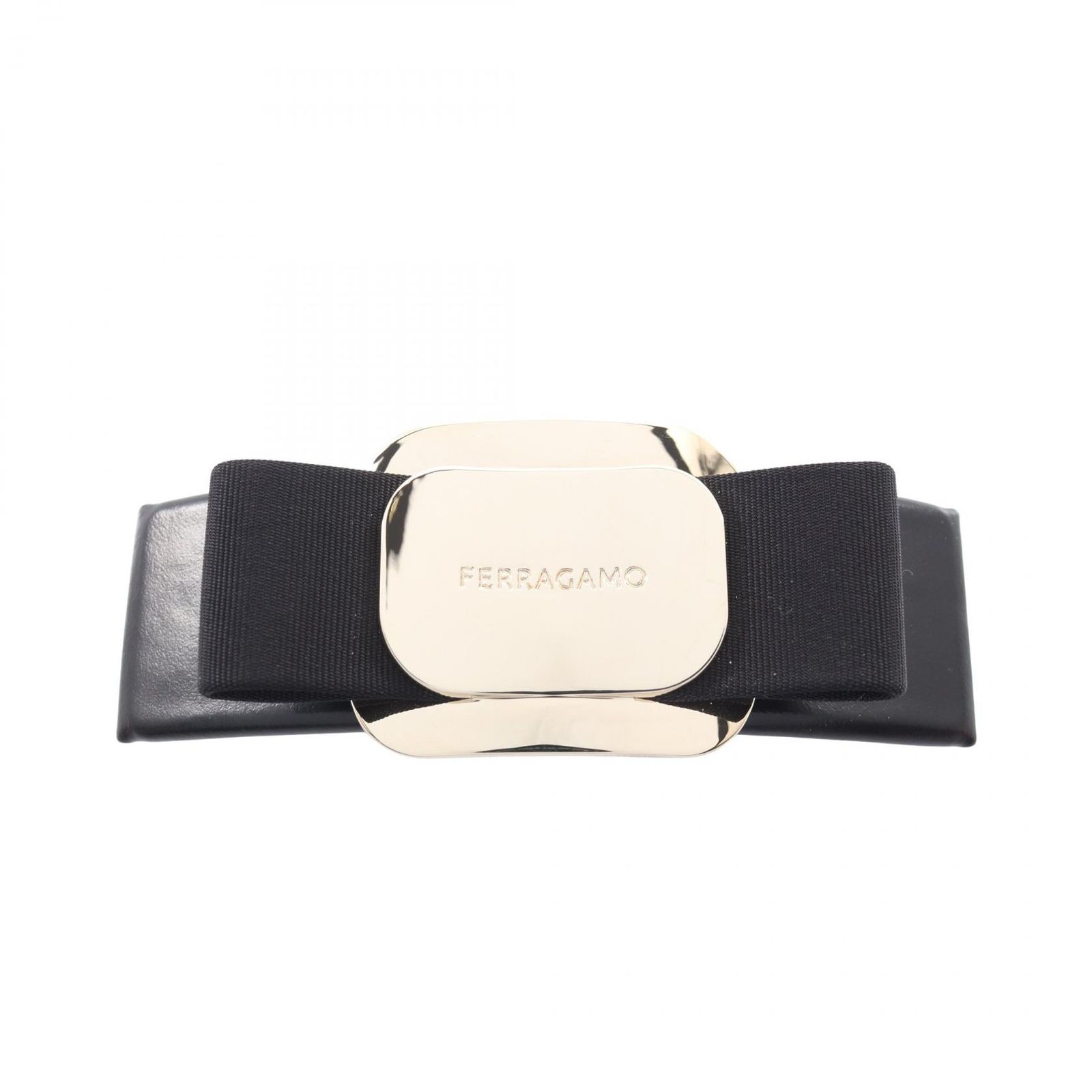 サルヴァトーレフェラガモ Salvatore Ferragamo バレッタ ヴァラリボン 771551340421 ブラック レザー GP（ゴールドメッキ） バレッタ レディース 新品