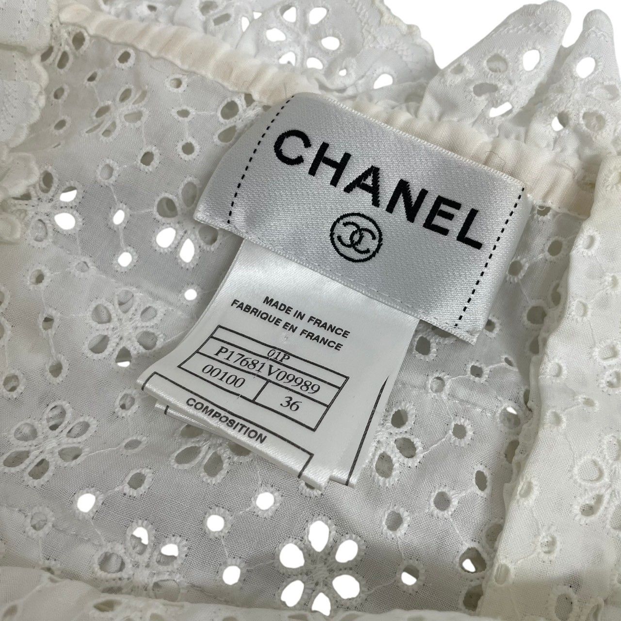 CHANEL/シャネル/01P/レースブラウス/パンチング/オフショルダー/36