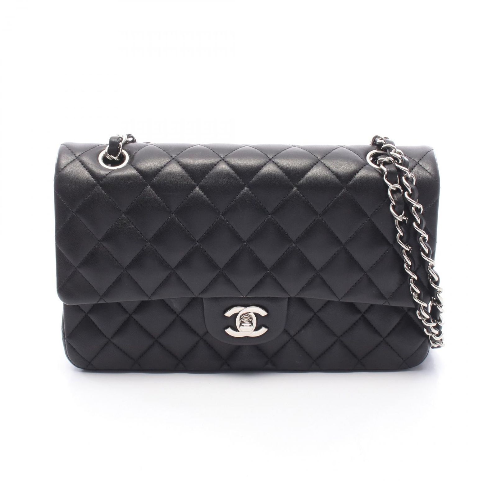 シャネル CHANEL ショルダーバッグ マトラッセ ブラック ラムスキン（羊革） マトラッセ ダブルフラップ チェーンショルダー レディース Used A