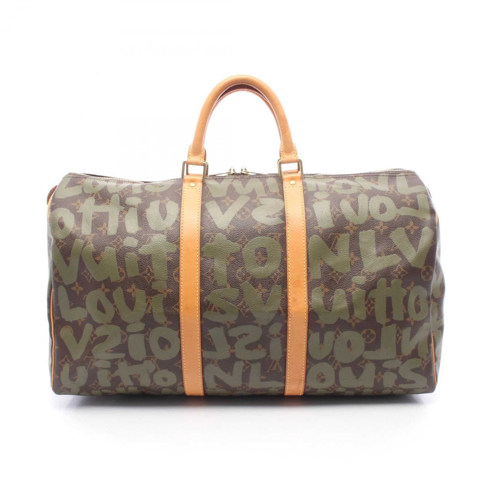 ルイ・ヴィトン LOUIS VUITTON ボストンバッグ キーポル50 ボストンバッグ M92196 カーキ PVCコーティングキャンバス レザー キーポル50 ユニセックス Used B