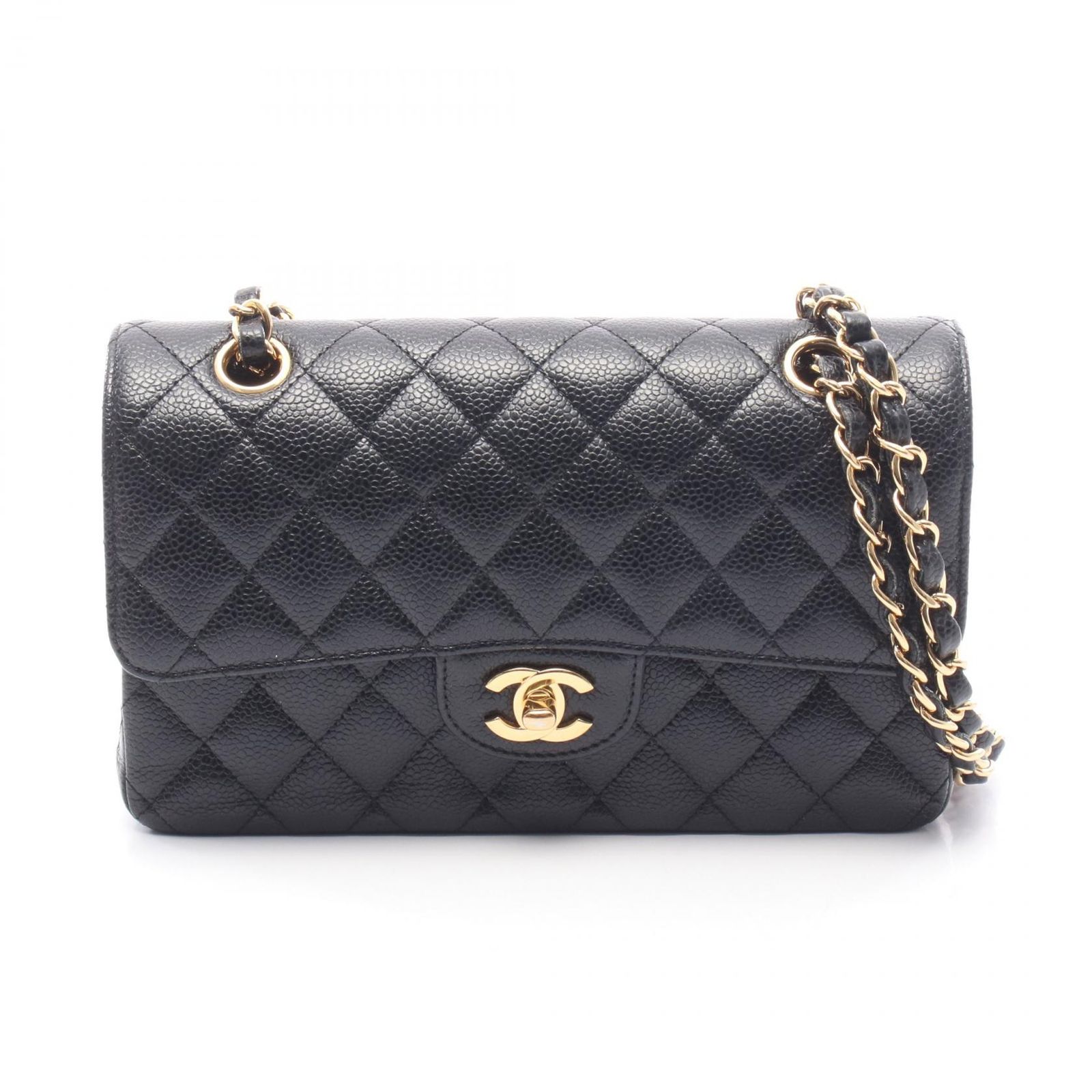 シャネル CHANEL ショルダーバッグ マトラッセ Wフラップ ブラック キャビアスキン(グレインドカーフ) マトラッセ ダブルフラップ チェーンショルダー レディース