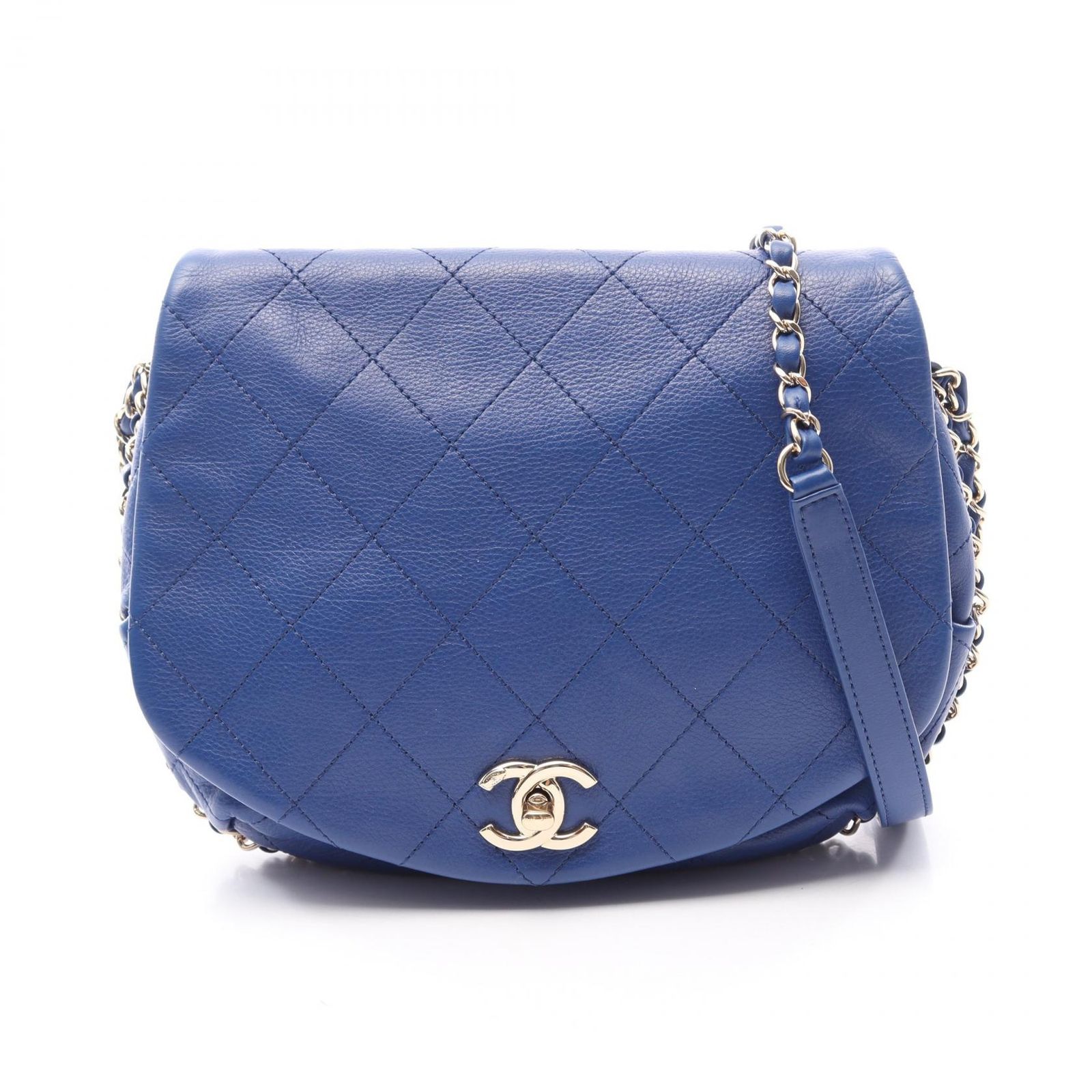 シャネル CHANEL ショルダーバッグ マトラッセ チェーンショルダー ブルー レザー マトラッセ チェーンショルダー レディース Used B