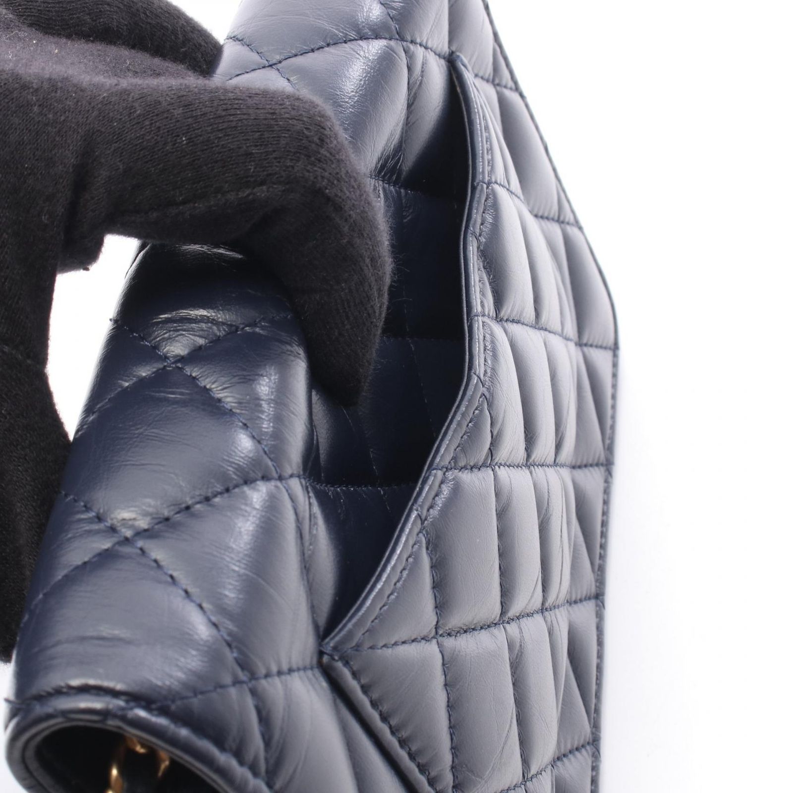 CHANEL シャネル 2.55 マトラッセ 長財布 レディース ネイビーレザー 