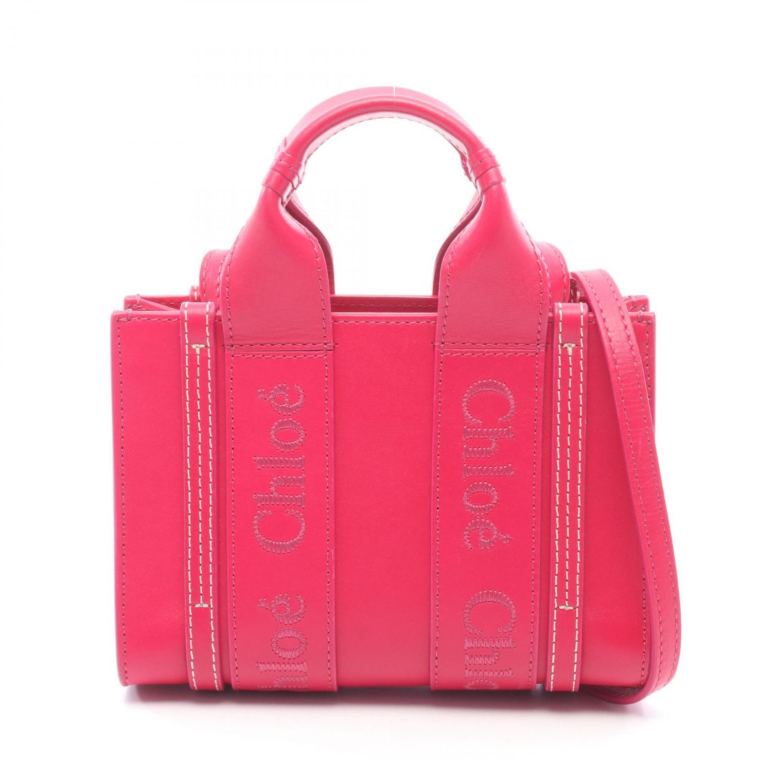 クロエ Chloe ショルダーバッグ WOODY ウッディ ミニ CHC23UP237I マゼンダ レザー Woody 2wayトート ミニ レディース Used A