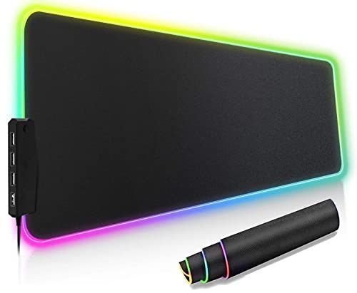 ゲーミングマウスパッド 大型キーボードパッド 防水RGB ズレない設計 4USBケーブル付属 【一年き】 ブラックkoe 65e0af18