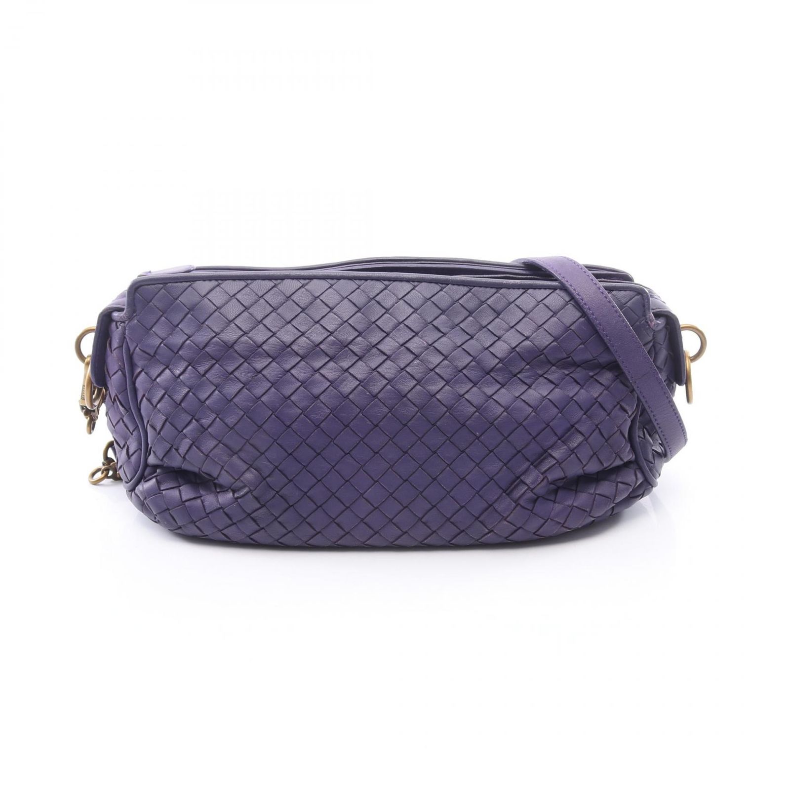 ボッテガヴェネタ BOTTEGA VENETA ショルダーバッグ イントレチャート パープル レザー イントレチャート ショルダーバッグ レディース Used B