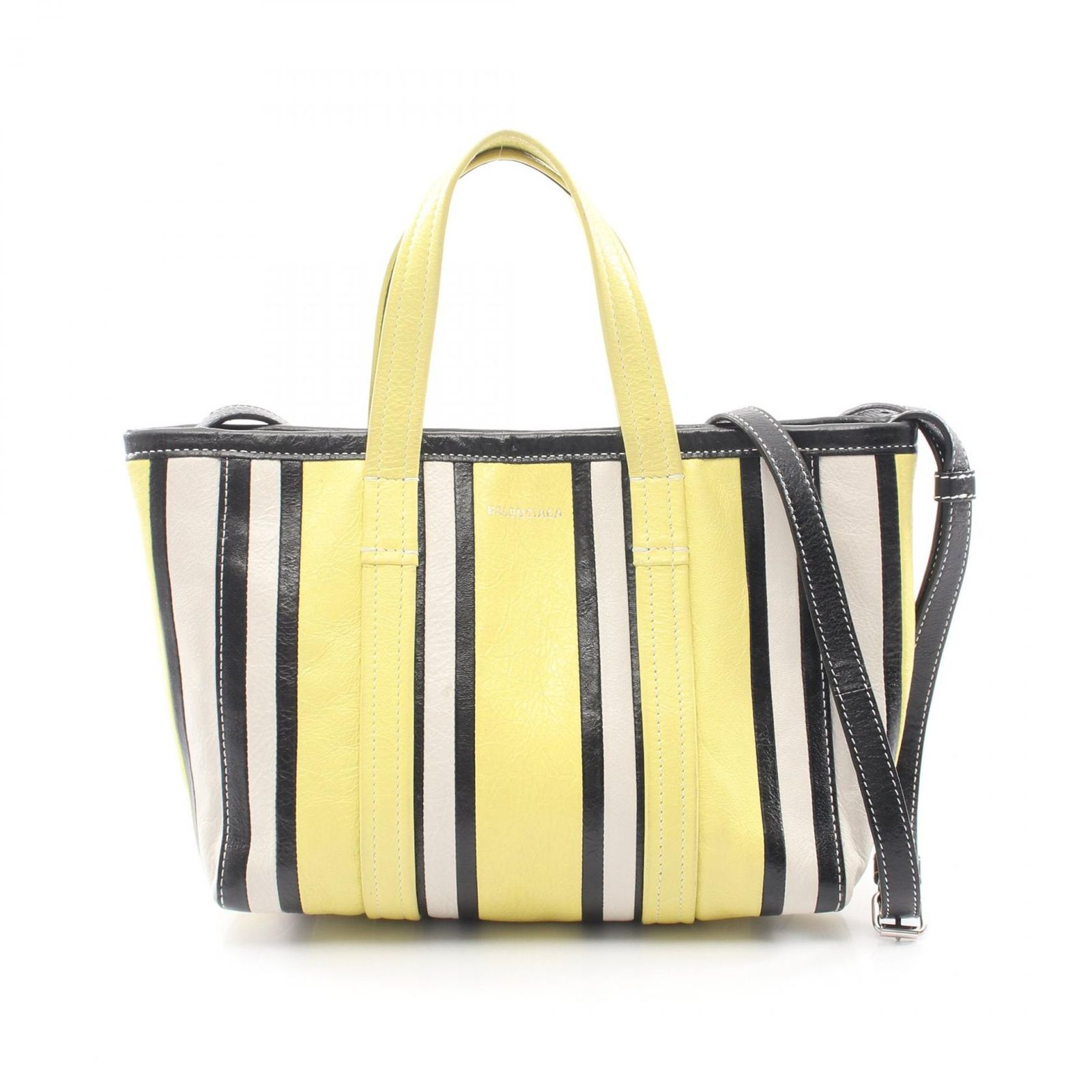 バレンシアガ BALENCIAGA ハンドバッグ バルベス 2WAY 671404 イエロー/ブラック/アイボリー レザー バルベス スモール レディース Used B