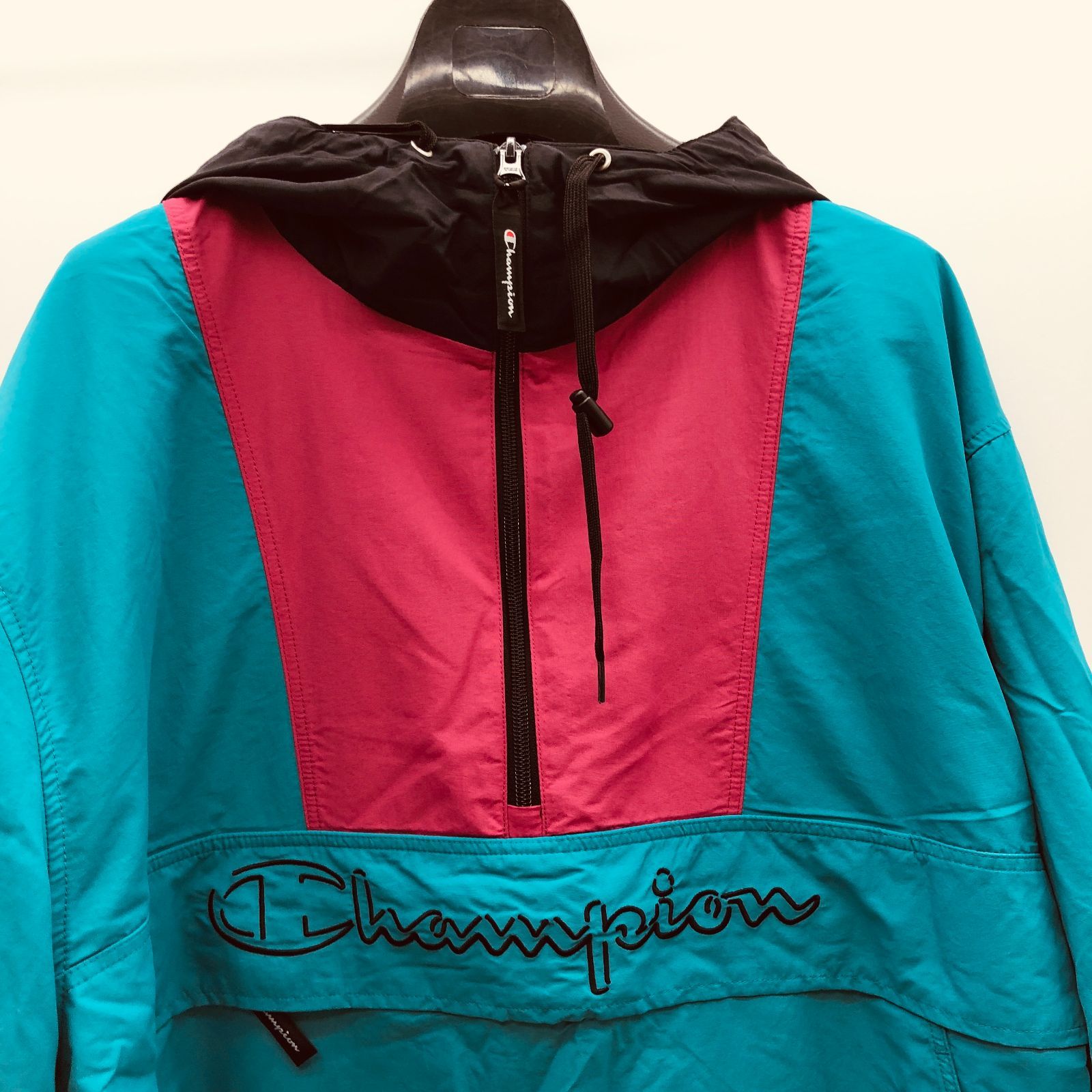 【champion】お値下げしました^_^未使用ジャンパー タグ付き/未使用】Champion メンズ アノラックジャケット ハーフジップ