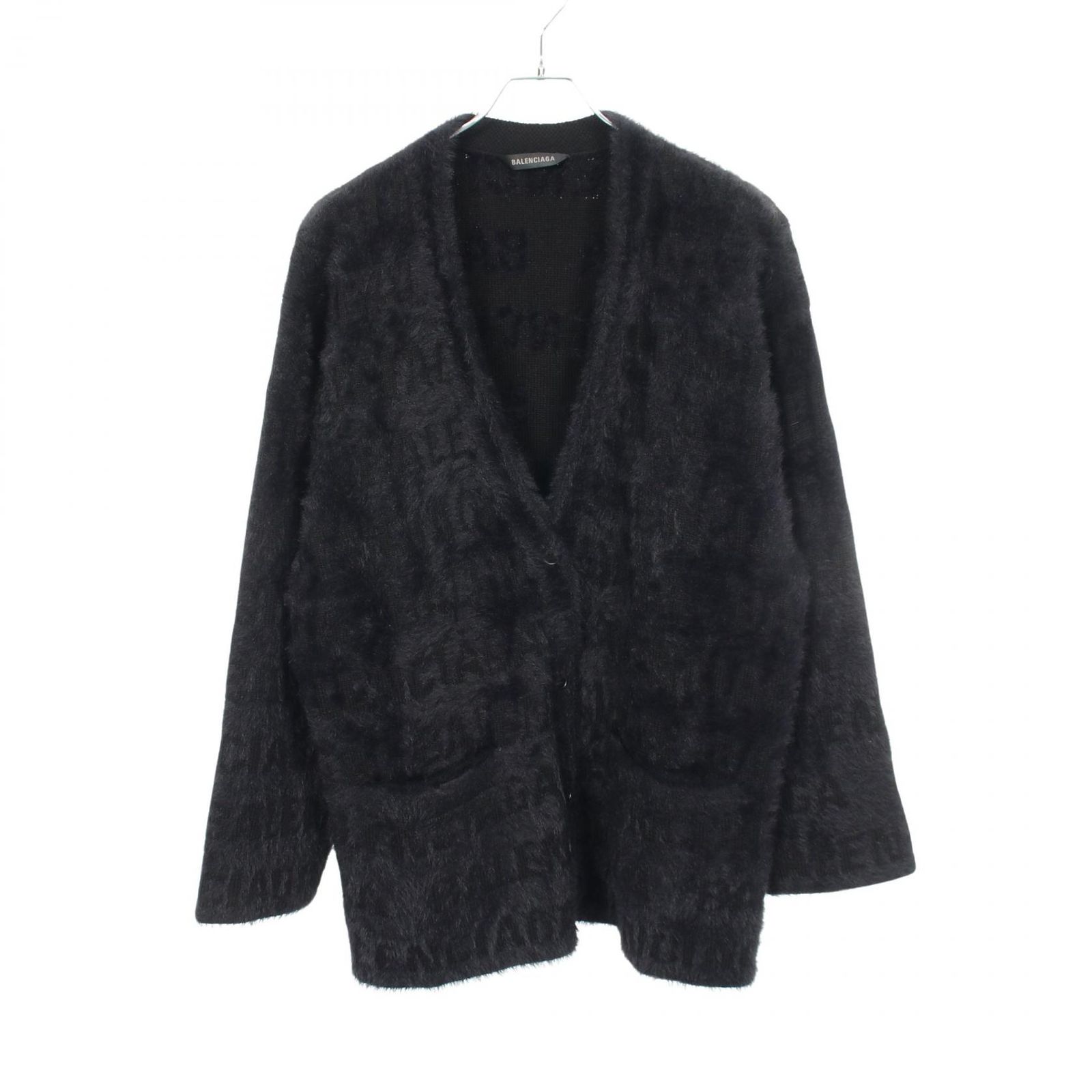 バレンシアガ BALENCIAGA カーディガン ロゴ総柄 ファー 769146 ウール カーディガン レディース Used A