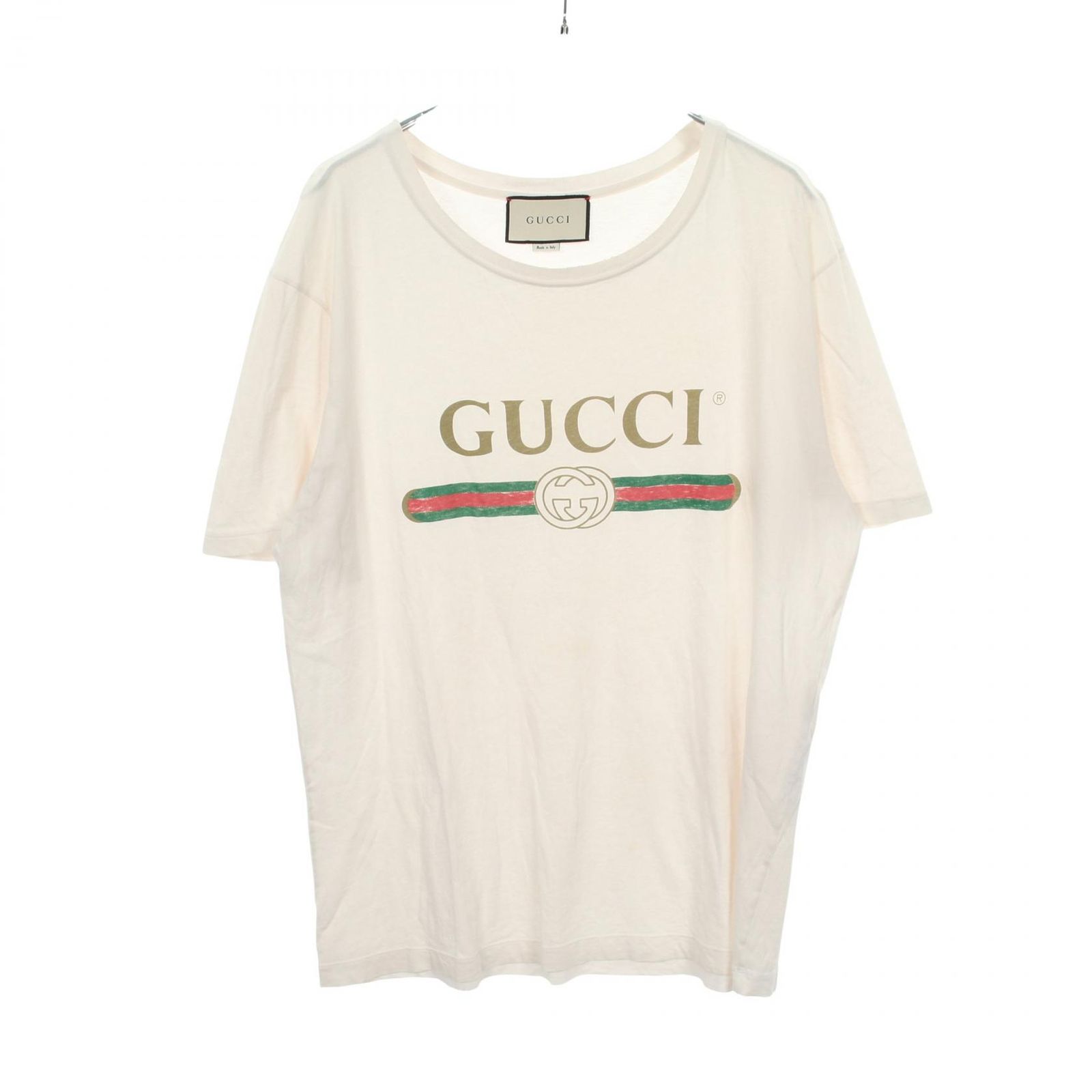 グッチ GUCCI カットソー GUCCI ロゴ ウォッシュド ダメージ加工 440103 コットン Tシャツ メンズ Used B