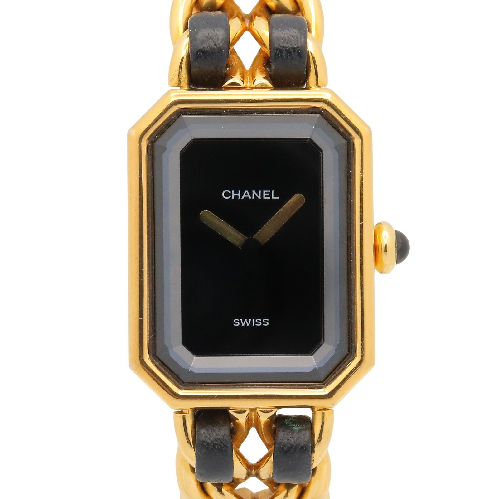 シャネル CHANEL 腕時計 プルミエール M H0001 ブラック GP（ゴールドメッキ） レザー プルミエール M レディース Used A