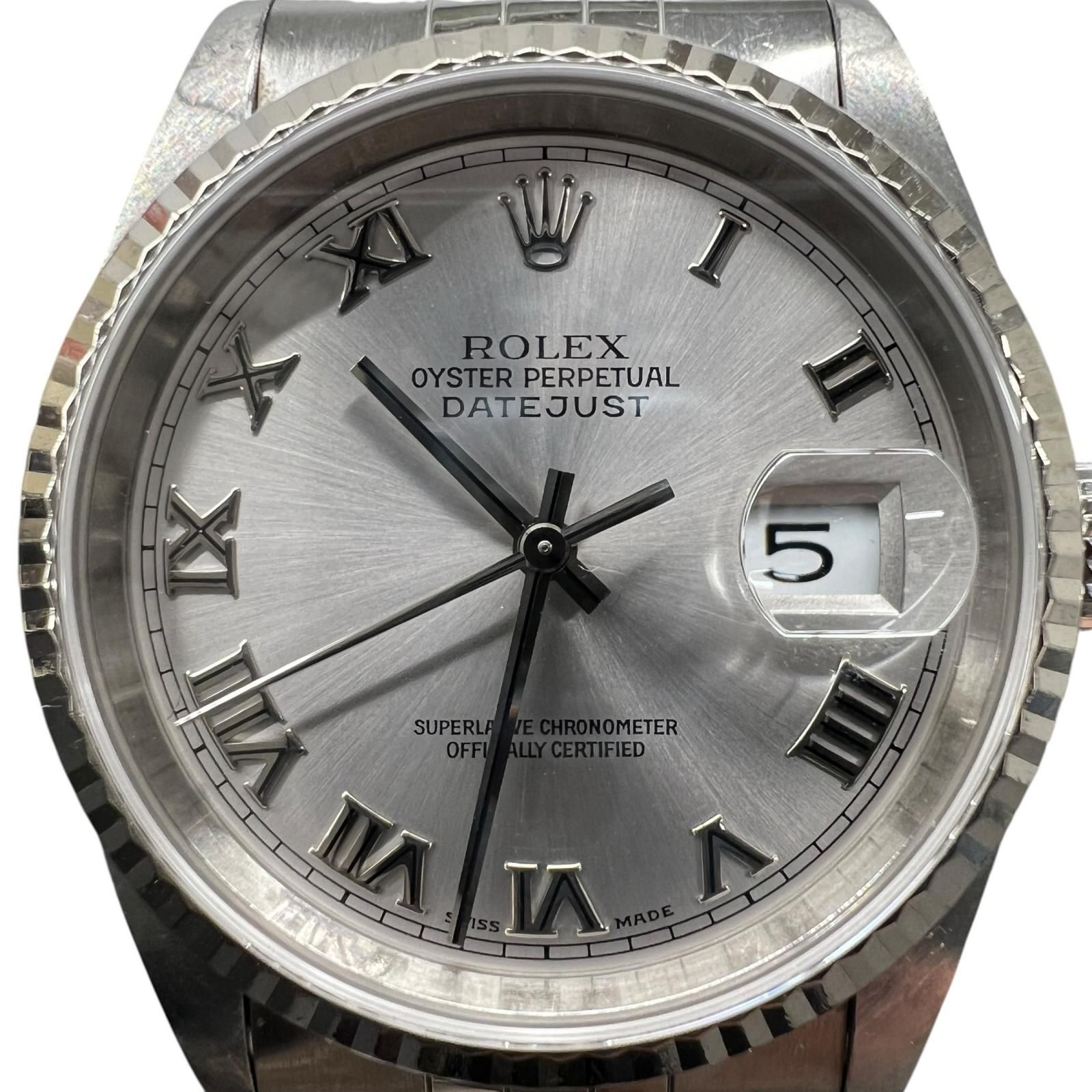 ROLEX ロレックス デイトジャスト 16234 WG SS グレーローマン文字盤 