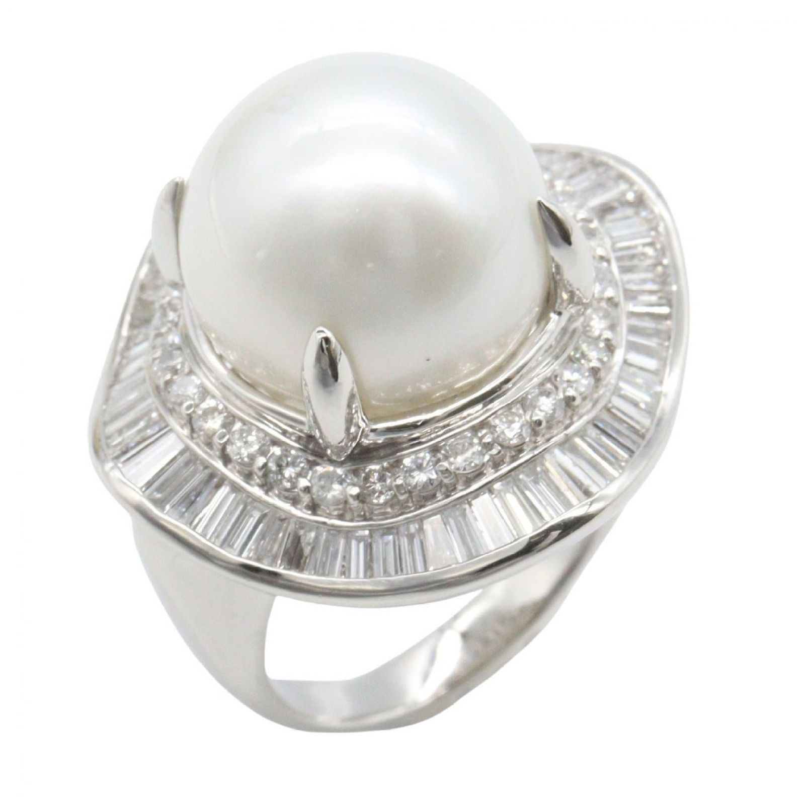 ジュエリー JEWELRY リング・指輪 パール ダイヤモンド リング ﾊﾟｰﾙ 18.8g #13.5 Pt900プラチナ ダイヤモンド パールリング レディース Used A