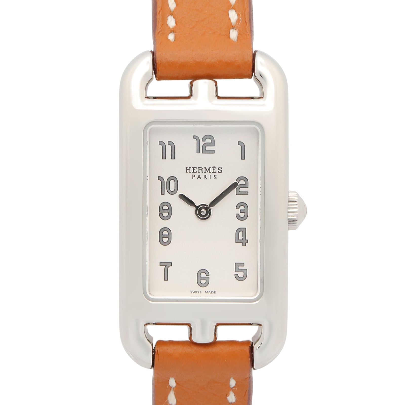 エルメス HERMES 腕時計 ナンタケット NA2.110.220 シルバー ステンレススチール レザーベルト ナンタケット レディース Used A