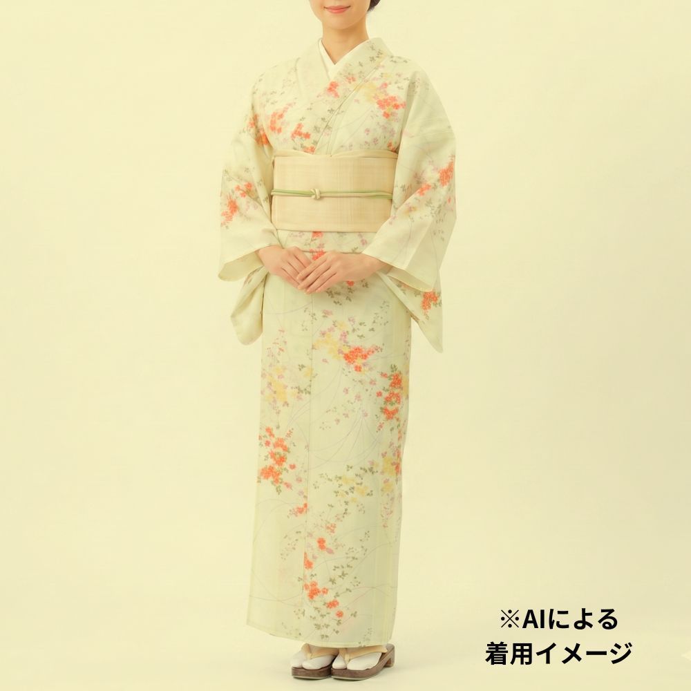 正絹　単衣小紋　朧染　単衣着物　幻想的 リユース】夏物 小紋 正絹 型染め 流水曲線 紗/絽 単衣 着物 7月8月