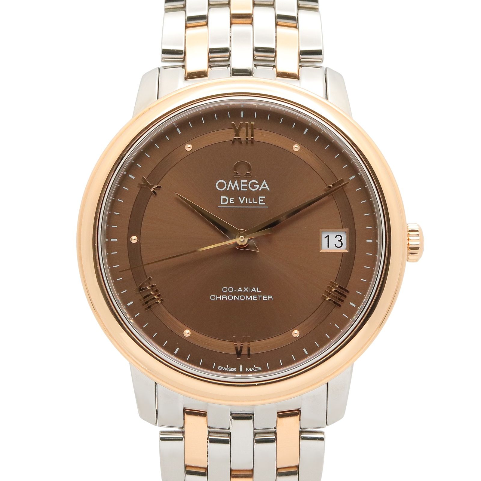 オメガ OMEGA デ・ビル プレステージ 腕時計 時計 K18PG（ピンクゴールド） ステンレススチール メンズ ブラウン系 424.20.37.20.13.001 【中古】 オメガ OMEGA 腕時計 デ・ビル プレステージ 424.20.37.20.13.001