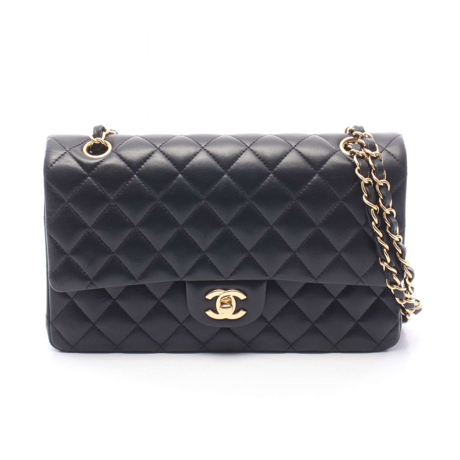 シャネル CHANEL ショルダーバッグ マトラッセ Wフラップ A01112 ブラック ラムスキン（羊革） マトラッセ ダブルフラップ チェーンショルダー レディース Used A
