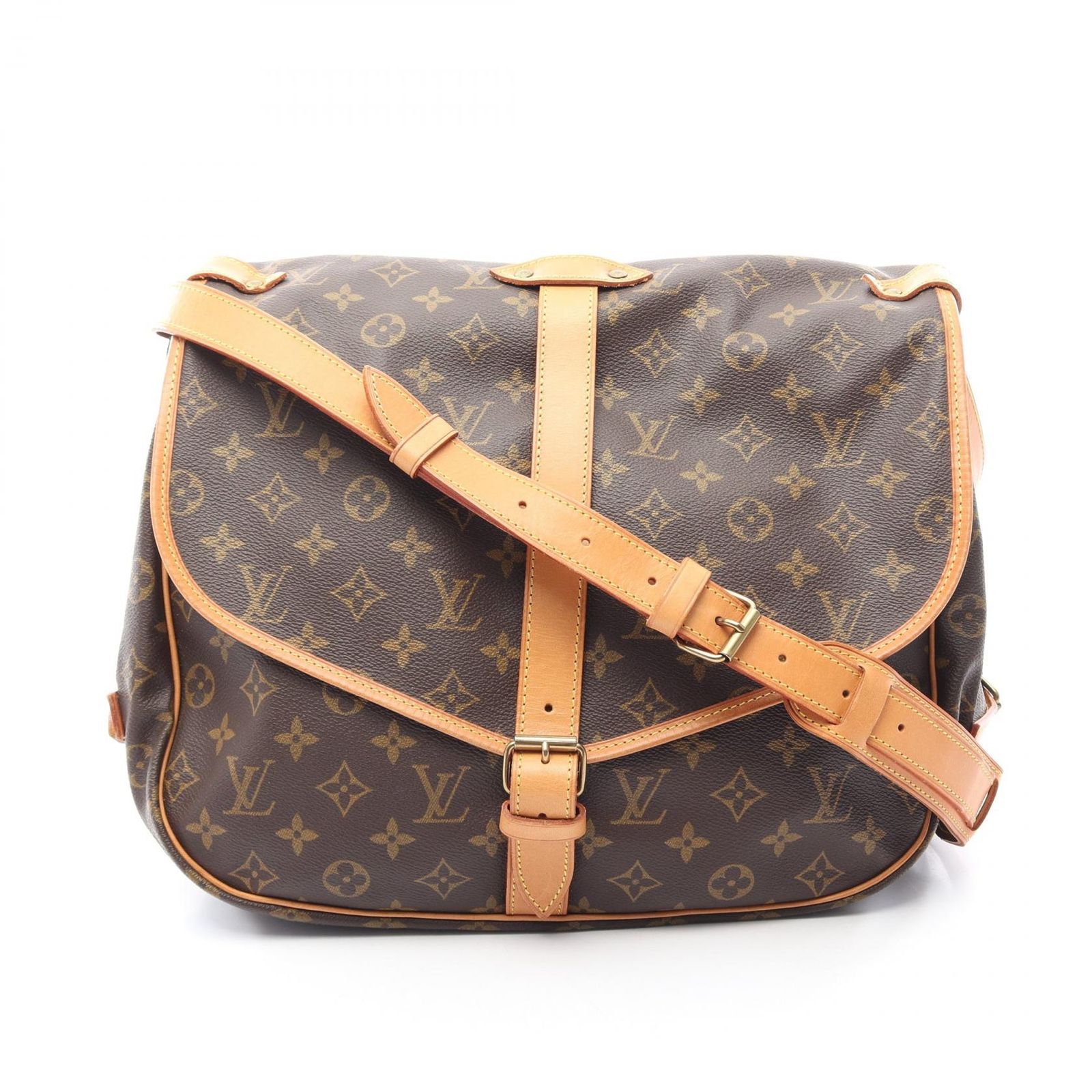 ルイ・ヴィトン LOUIS VUITTON ショルダーバッグ ソミュール35 M42254 PVCコーティングキャンバス レザー ソミュール35 レディース Used B