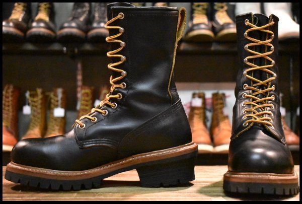 【6.5D 美品 16年】レッドウィング 9210 クローンダイク ロガー 黒 ブラック 茶芯 スチールトゥ ロング 編み上げ ブーツ redwing HOPESMORE【GE488】