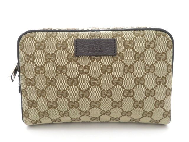 GUCCI グッチ ボディバッグ 449174 ウエストバッグ GGキャンバス レザー ベージュ ダークブラウン ユニセックス アウトレット【中古】【473】
