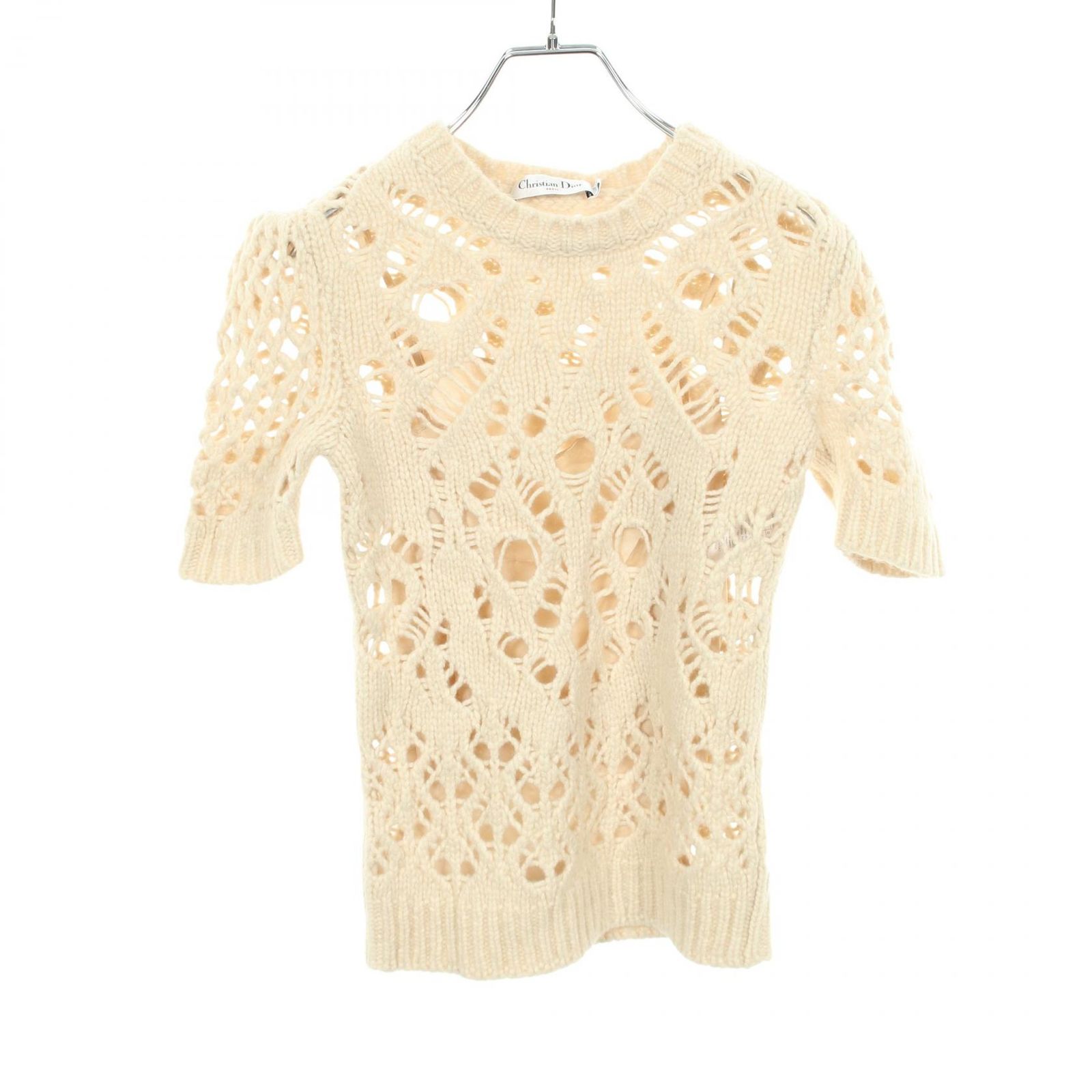 ディオール Dior ニット クロシェ 半袖 ウール カシミヤ ニット レディース Used A