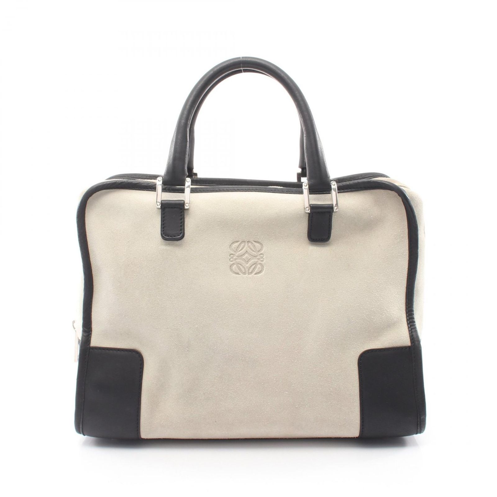 ロエベ LOEWE ハンドバッグ アマソナ32 グレー/ブラック スウェード レザー アマソナ32 レディース Used B
