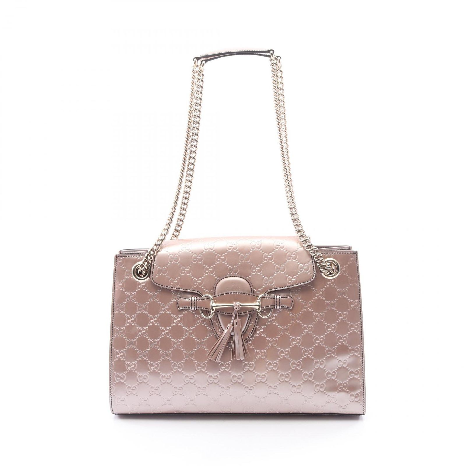 グッチ GUCCI ショルダーバッグ EMILY エミリー グッチシマ 295403 ピンクベージュ レザー グッチシマ エミリー チェーンショルダー レディース Used B
