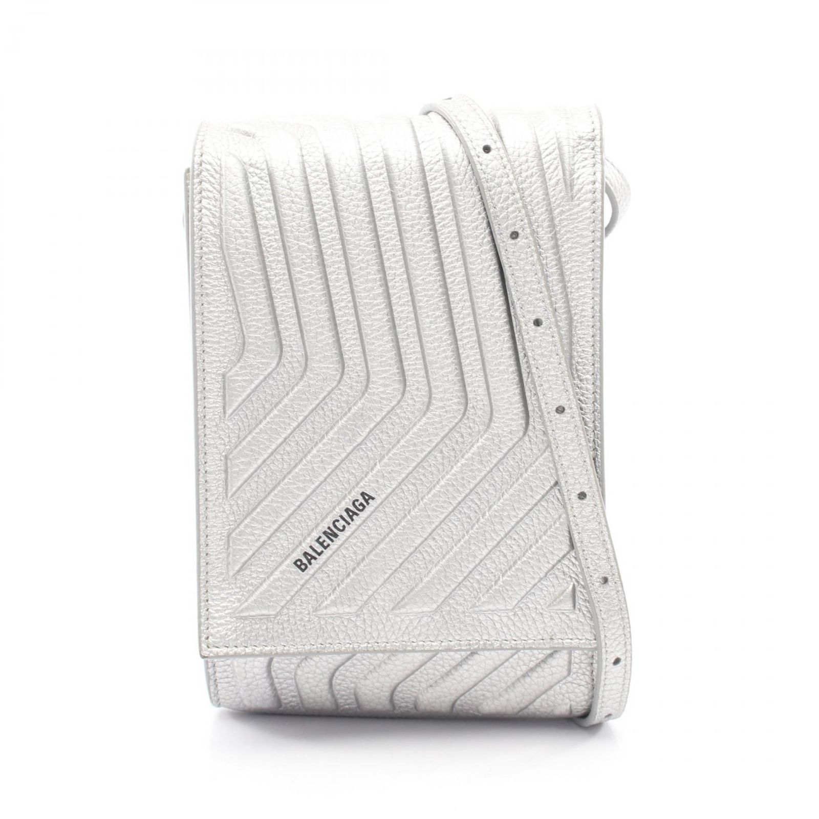 バレンシアガ BALENCIAGA ショルダーバッグ カーフォンホルダー 693544 シルバー レザー カーフォンホルダー ユニセックス Used A