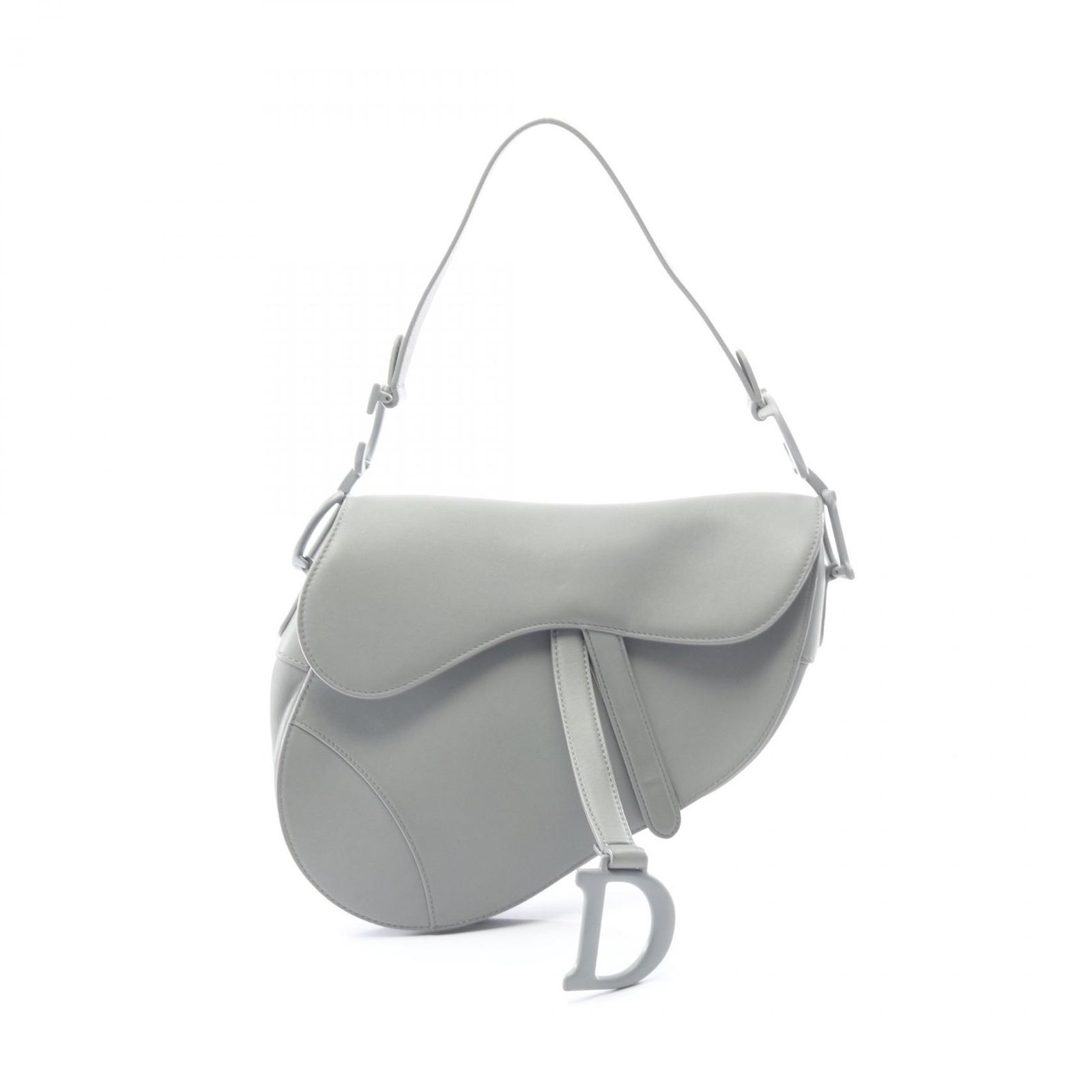 ディオール Dior ハンドバッグ サドルバッグ グレー レザー サドルバッグ レディース Used A