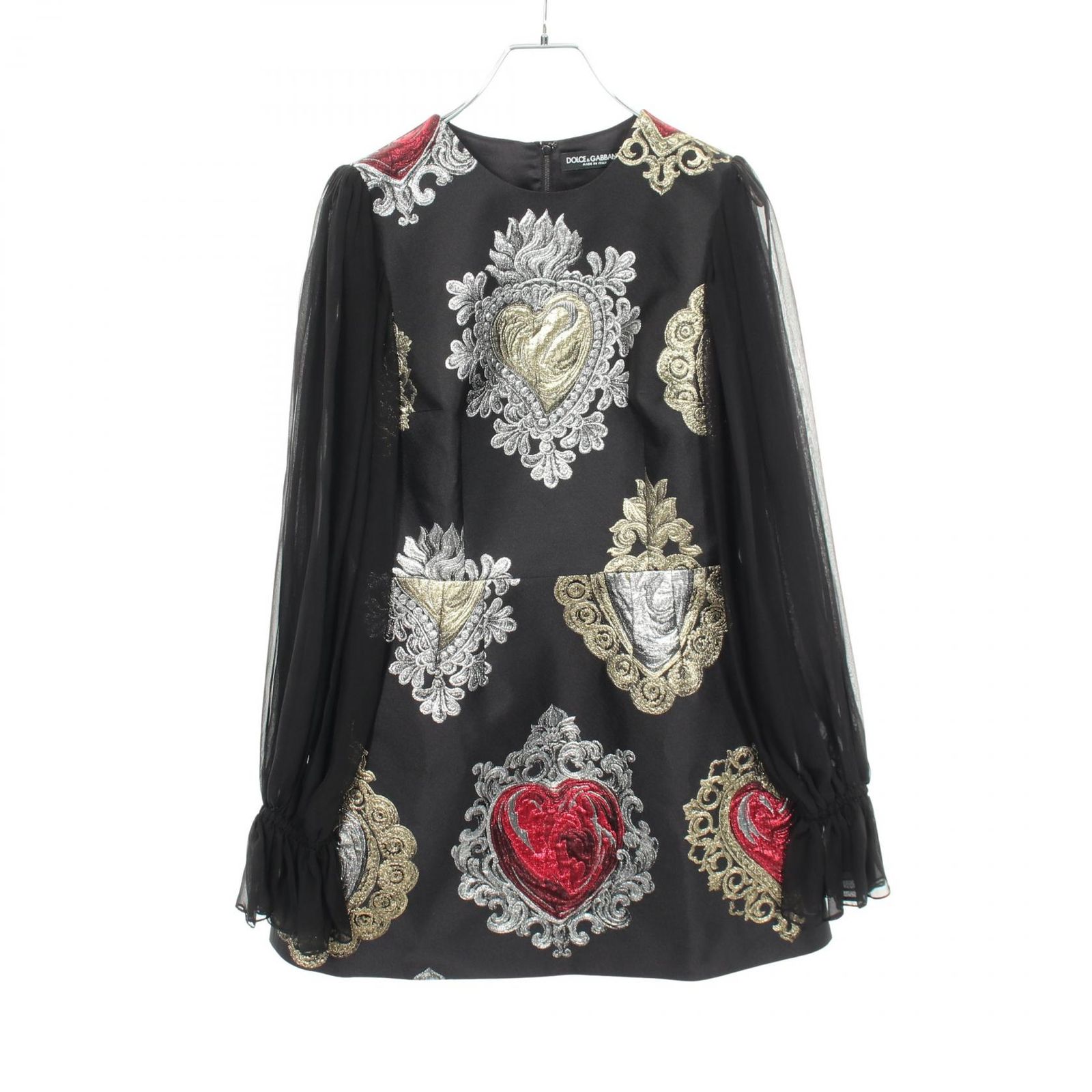 ドルチェアンドガッバーナ DOLCE & GABBANA ワンピース 刺繍 シースルー切替 シルク ワンピース レディース 未使用