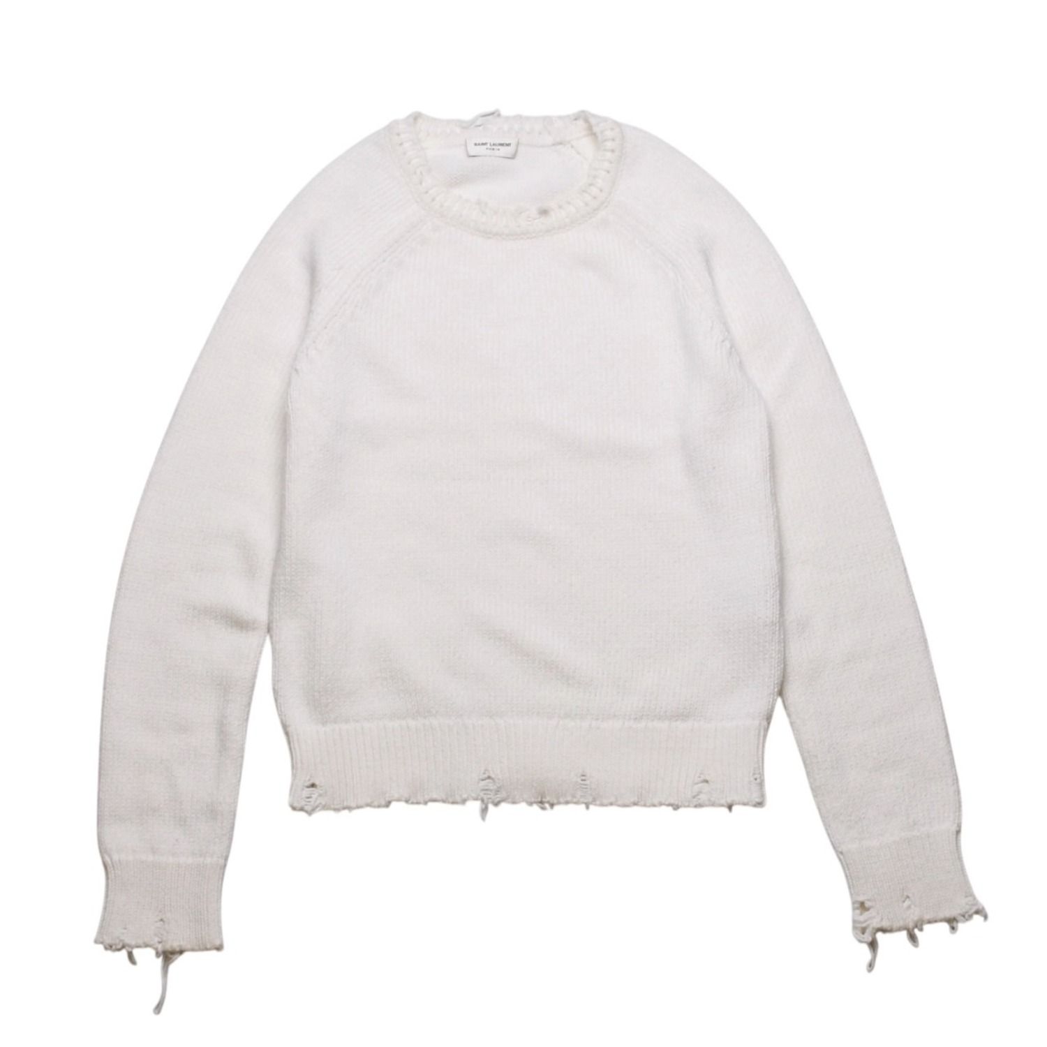 極美品 SAINT LAURENT PARIS サンローラン パリ ニット セーター 605191 ニット ホワイト サイズXS 中古 4a002702