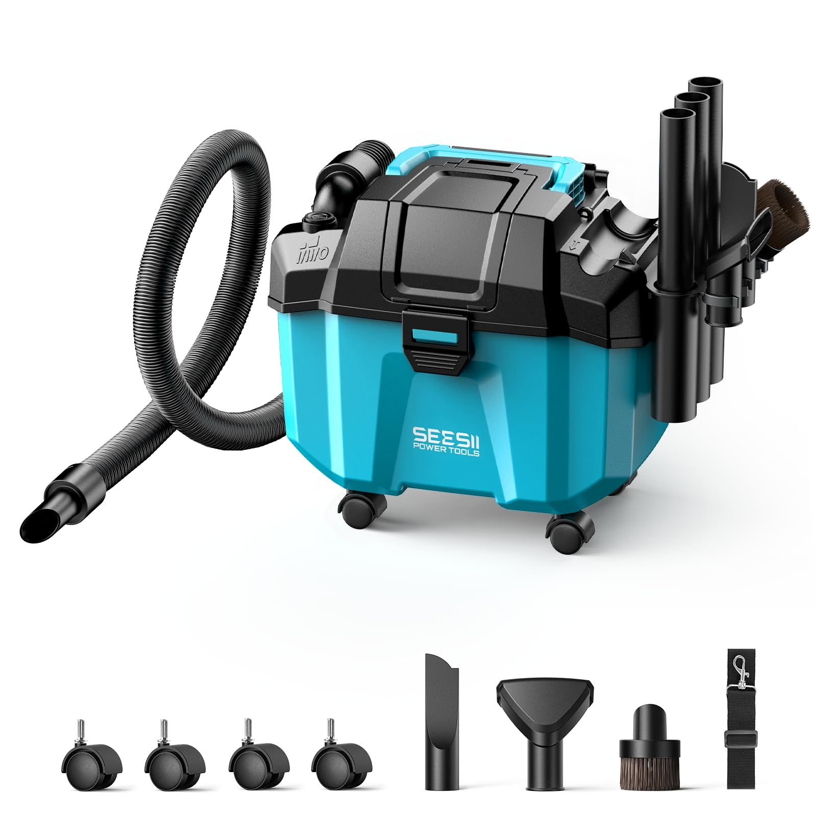 ☆新品☆【2025新型】SEESII 集塵機 乾湿両用 掃除機 充電式 コードレス 小型 集じん機 強力吸引 10L大容量 持ち運び便利 お手入れ簡単 ソファ/絨毯/車内//隙間 マキタ18v互換 （バッテリー・充電器別売） e2949fb3