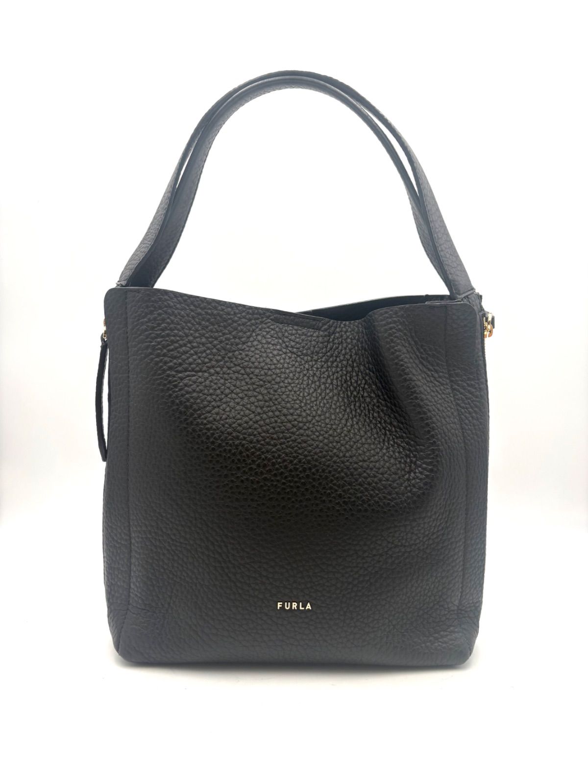 FURLA フルラ　グレース ホーボー　ショルダーバッグ トートバッグ レザー　本革　ブラック　黒　バイカラー