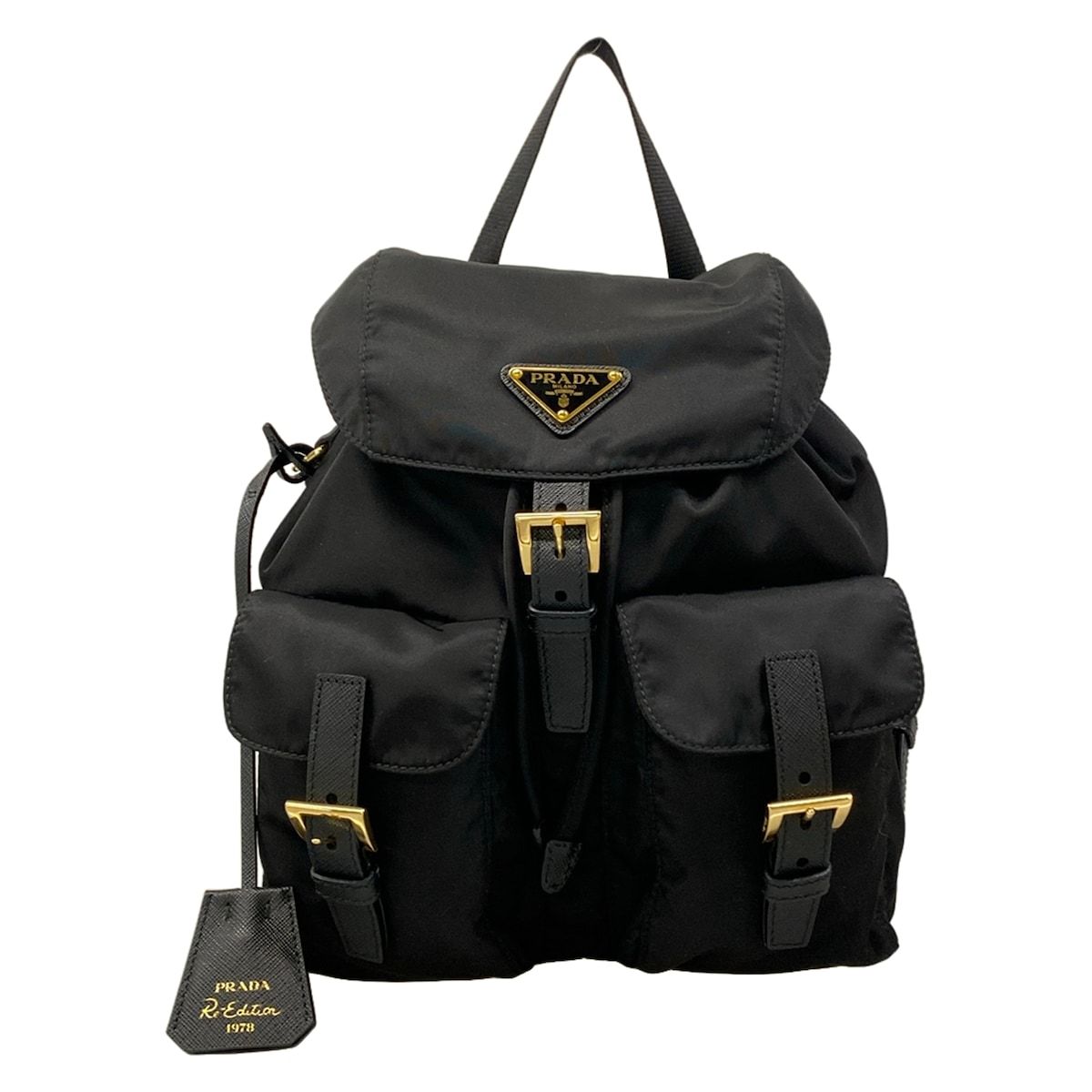 PRADA(プラダ) リュックサック美品 スモール Re-Nylon バックパック 1BZ677 黒 Re-Edition レザー