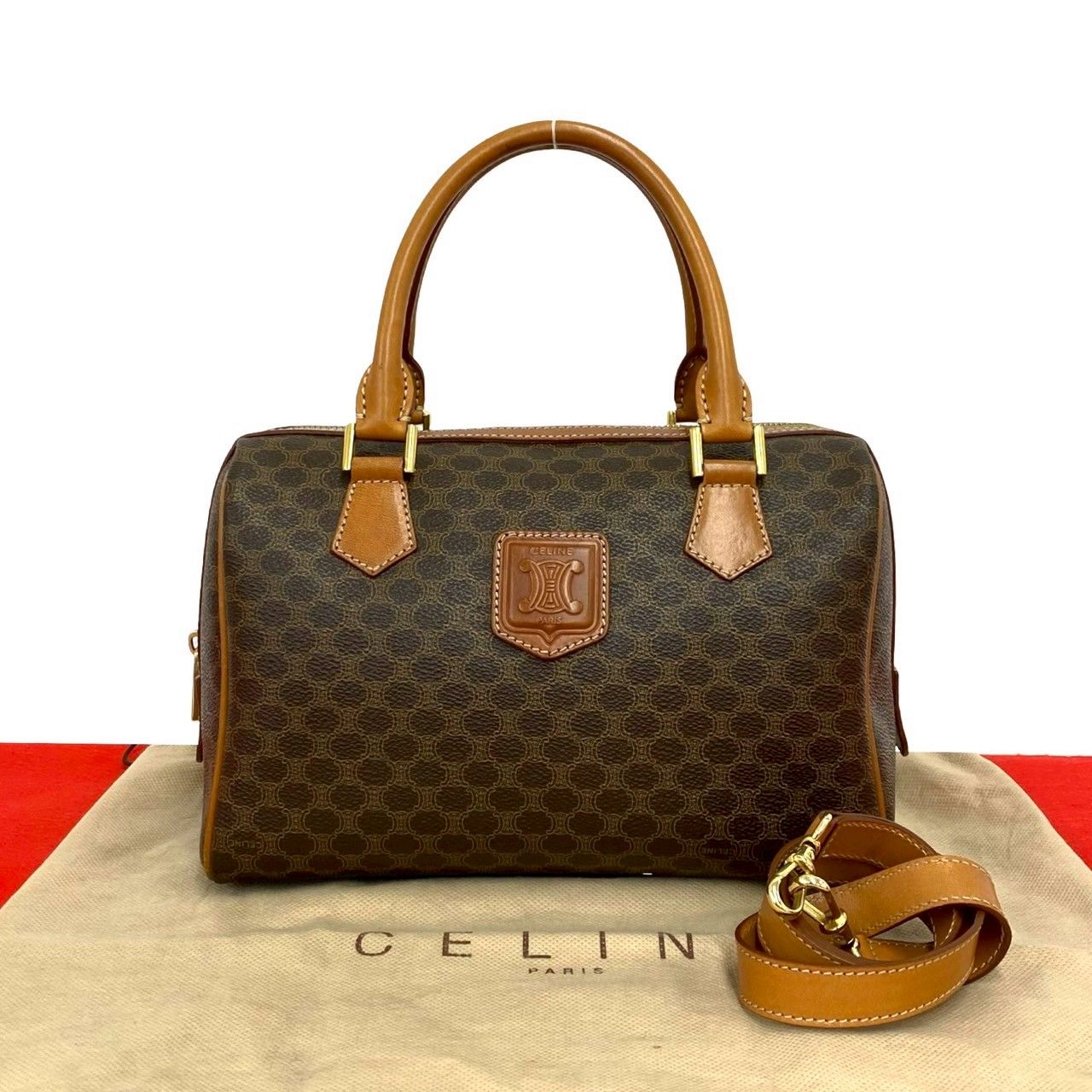 極 美品 袋付 CELINE セリーヌ ヴィンテージ マカダム ブラゾン
