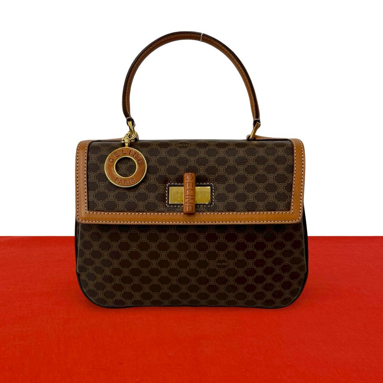 極 美品 CELINE セリーヌ マカダム ブラゾン トリオンフ サークル ロゴ