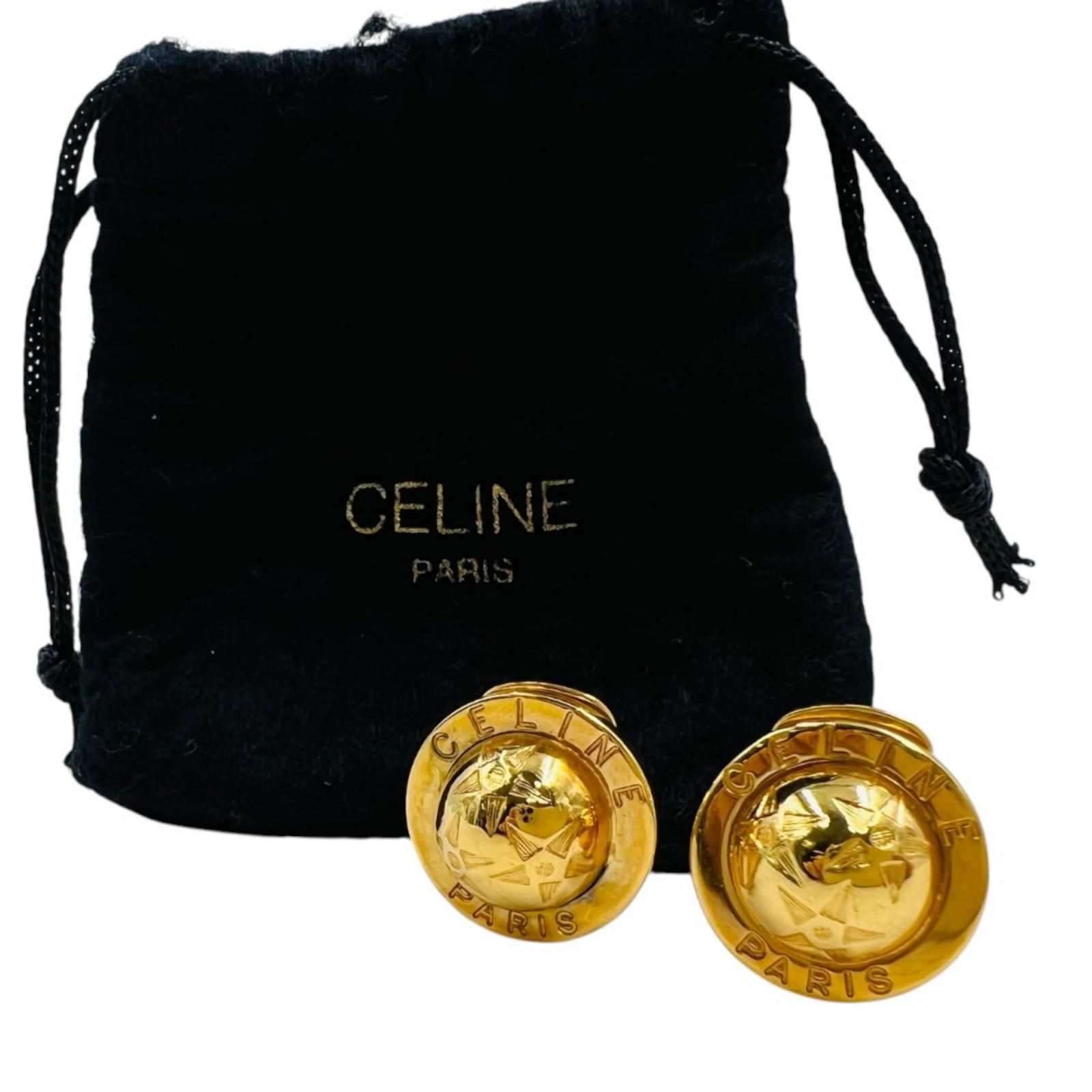 セリーヌ　イヤリング　スターボール　CELINE　ヴィンテージ　ゴールド