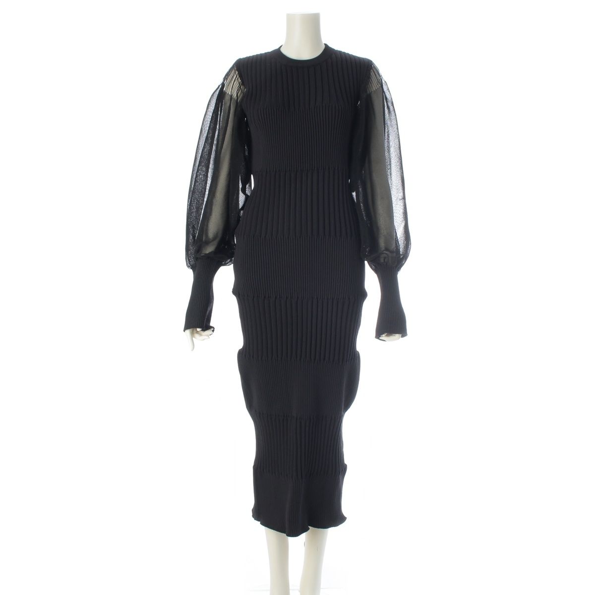 シーエフシーエル FLUTED LUCENT シアー スリーブ ロングドレス ワンピース CF006KH051 ブラック 1【中古】