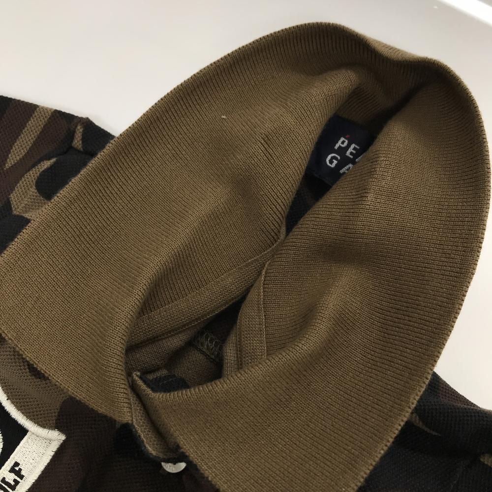美品】パーリーゲイツ 半袖ポロシャツ ブラウン×黒 カモフラ 迷彩 ニコ