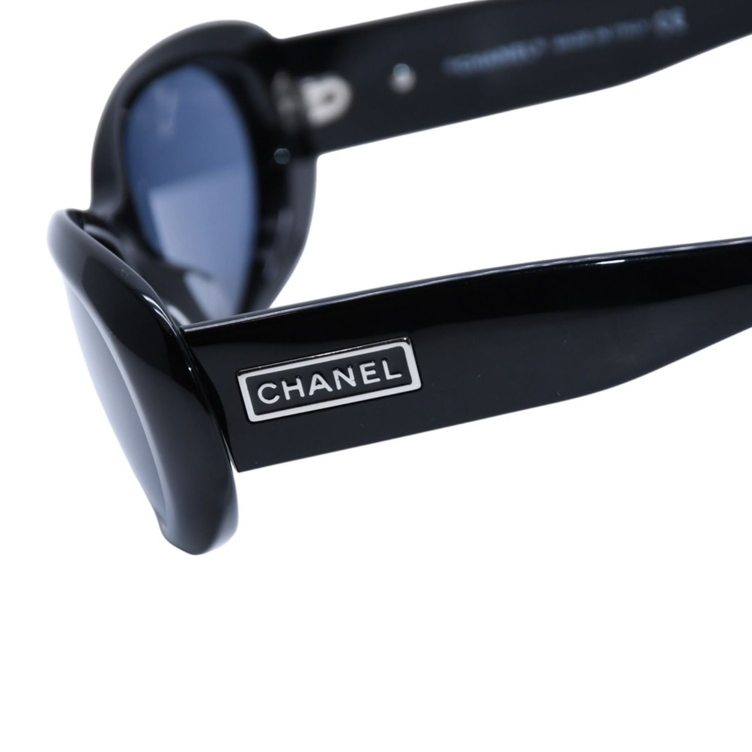 極美品 CHANEL シャネル オバール型シェイプサングラス ブラック