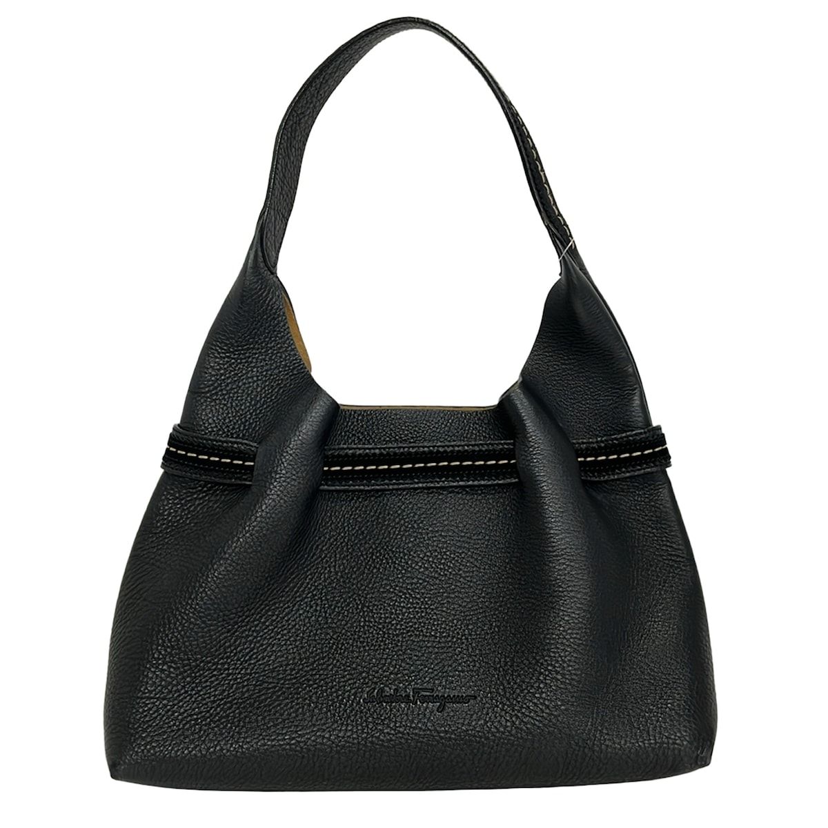 FERRAGAMO/SalvatoreFerragamo(サルバトーレフェラガモ) ショルダーバッグ - 黒 ステッチ レザー 13,172円