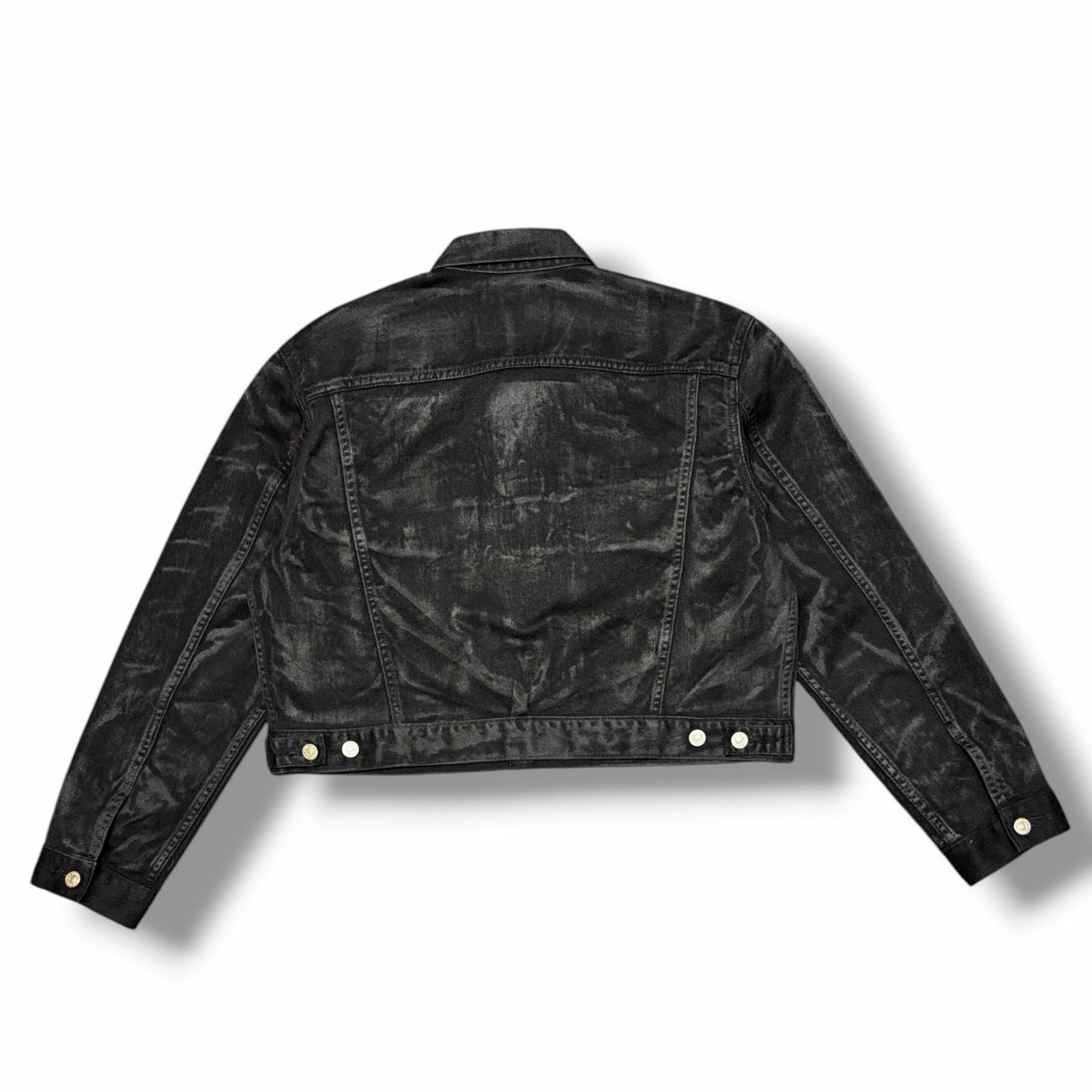allcapo コーティング ブラックデニムジャケット ワックス加工 ALLCAPO COATING CROPPED JACKET コーティングクロップドデニム