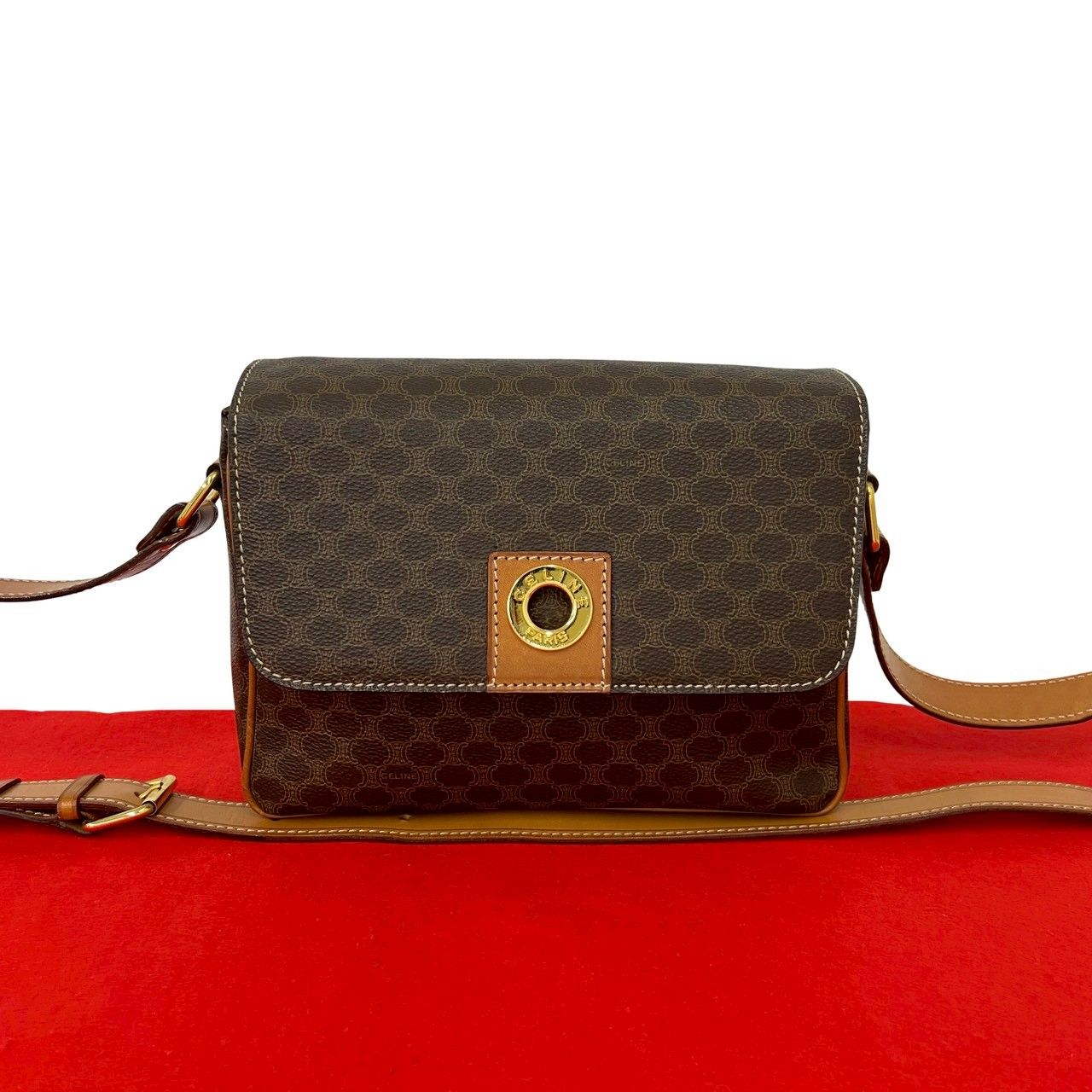 極 美品 CELINE セリーヌ マカダム ブラゾン トリオンフ 柄 サークル
