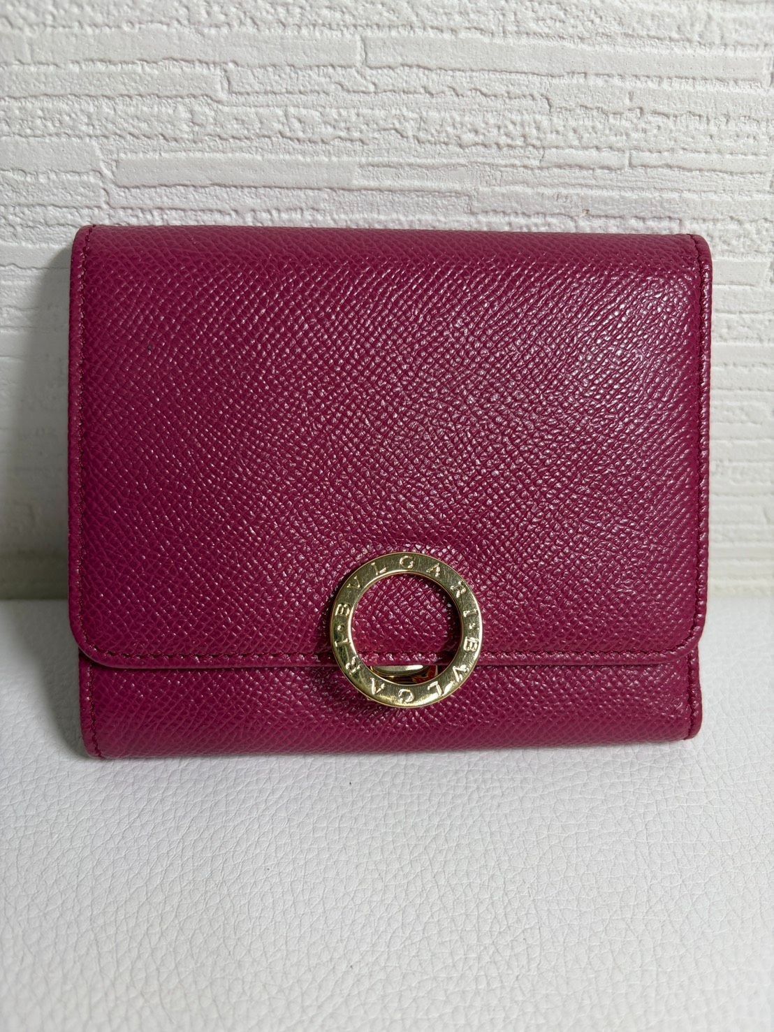 BVLGARI 二つ折り財布 ピンク ゴールド金具