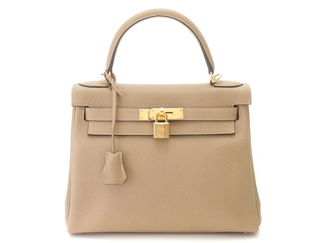 HERMES エルメス　ショルダーバッグケリーヴェルソ28 トレンチ/ベージュ　ゴールド金具　内縫い トゴ Z刻印　2021年頃製造　レディース【中古】【432】