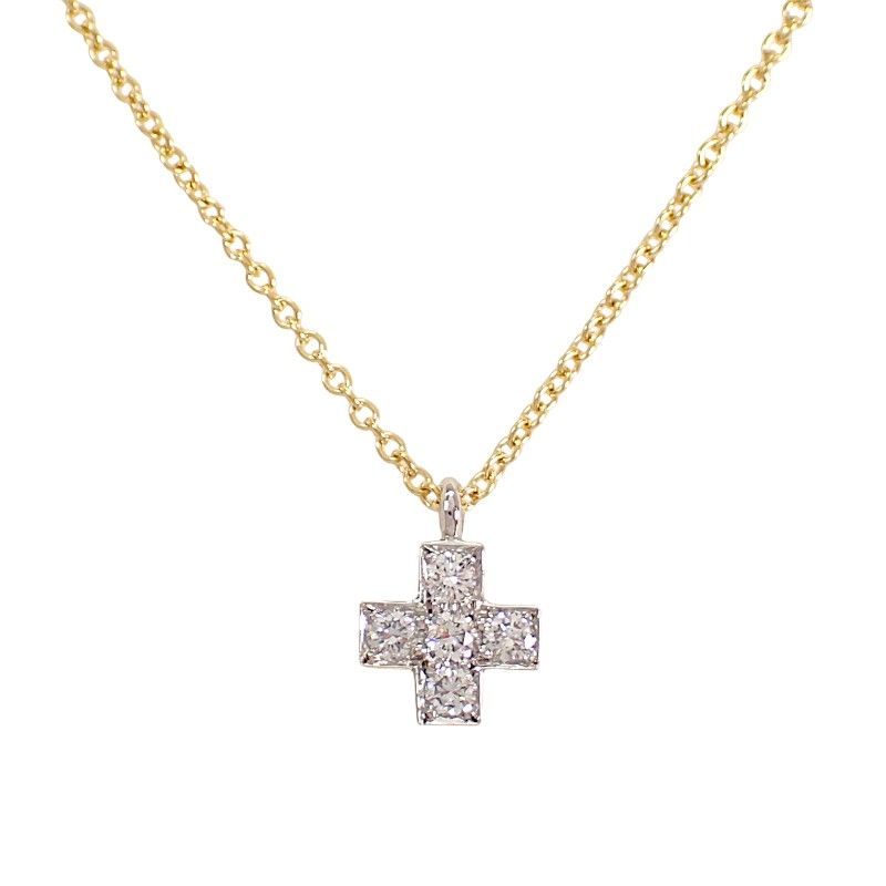 ティファニー TIFFANY&Co. クルーシフォーム ネックレス 美品 Pt950プラチナ K18イエローゴールド シルバー ゴールド レディース メンズ【中古】【Aランク】