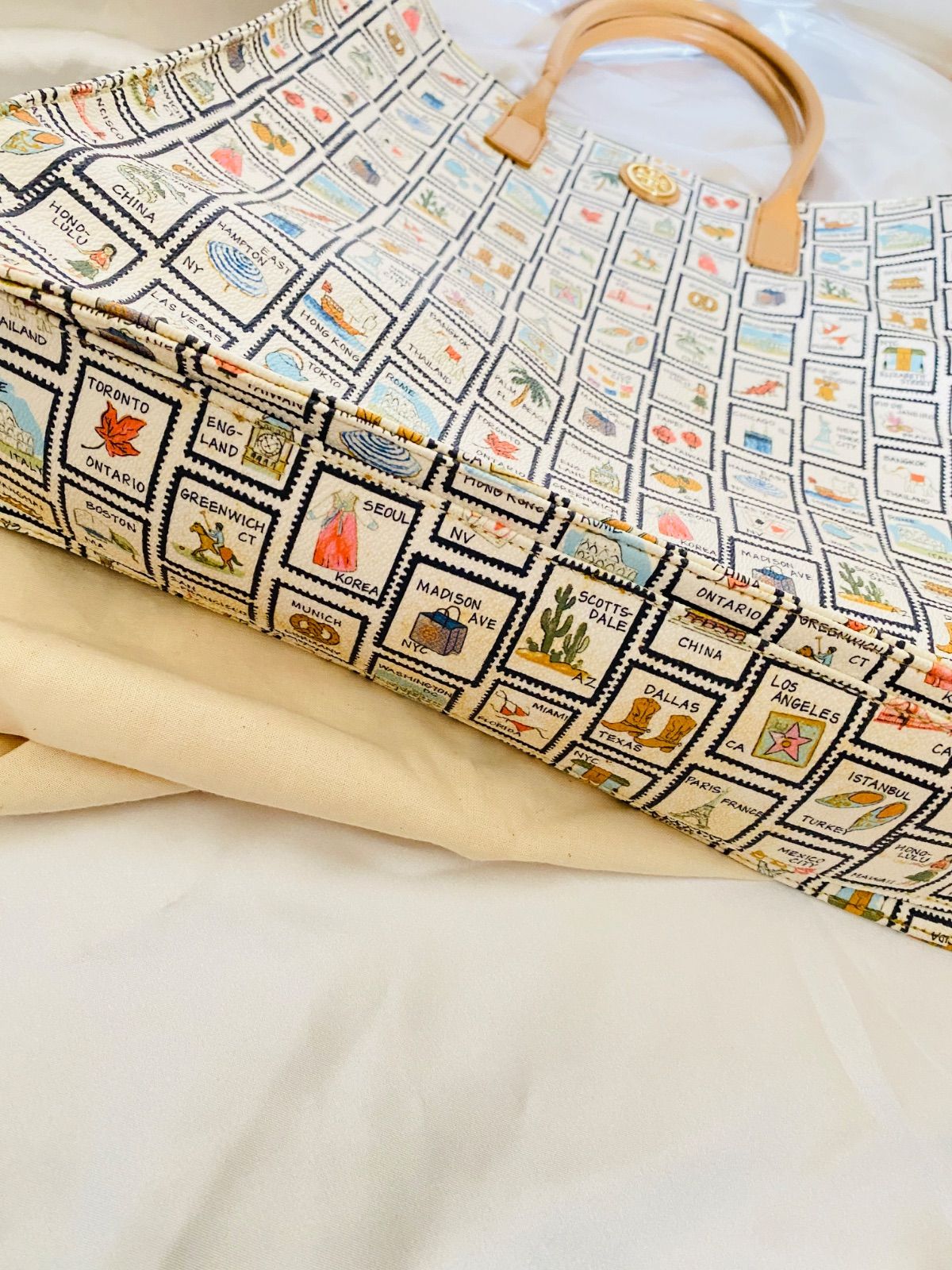 2014伊勢丹新宿店限定】トリーバーチ TORY BUCH 切手デザイン トート 