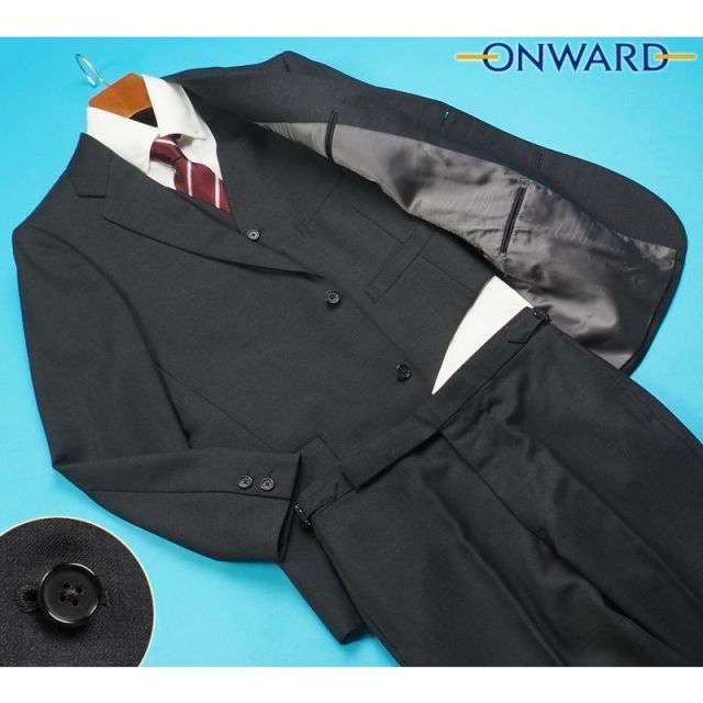 新品19.8万円 オンワード樫山×伊勢丹 House of Tailor 日本製 春秋冬 ウール100% ギャバジン無地 スリーピーススーツ50(BB7程)濃灰 YW9388