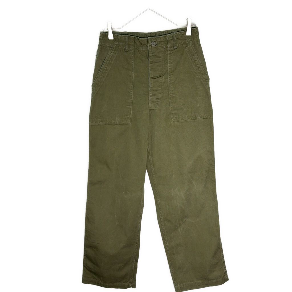 60年代 米軍実物 U.S.ARMY ベイカーパンツ ヴィンテージ ミリタリー オリーブ(メンズ W28 L29相当)中古 古着 Y2076
